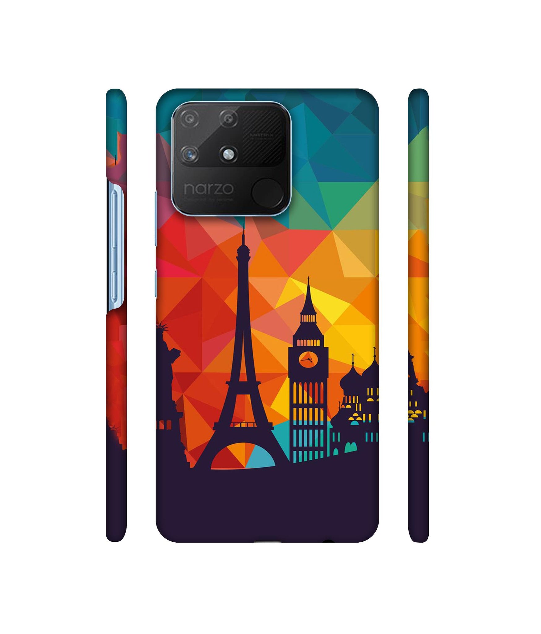 Colored Paris Designer Hard Back Cover for Realme Narzo 50A