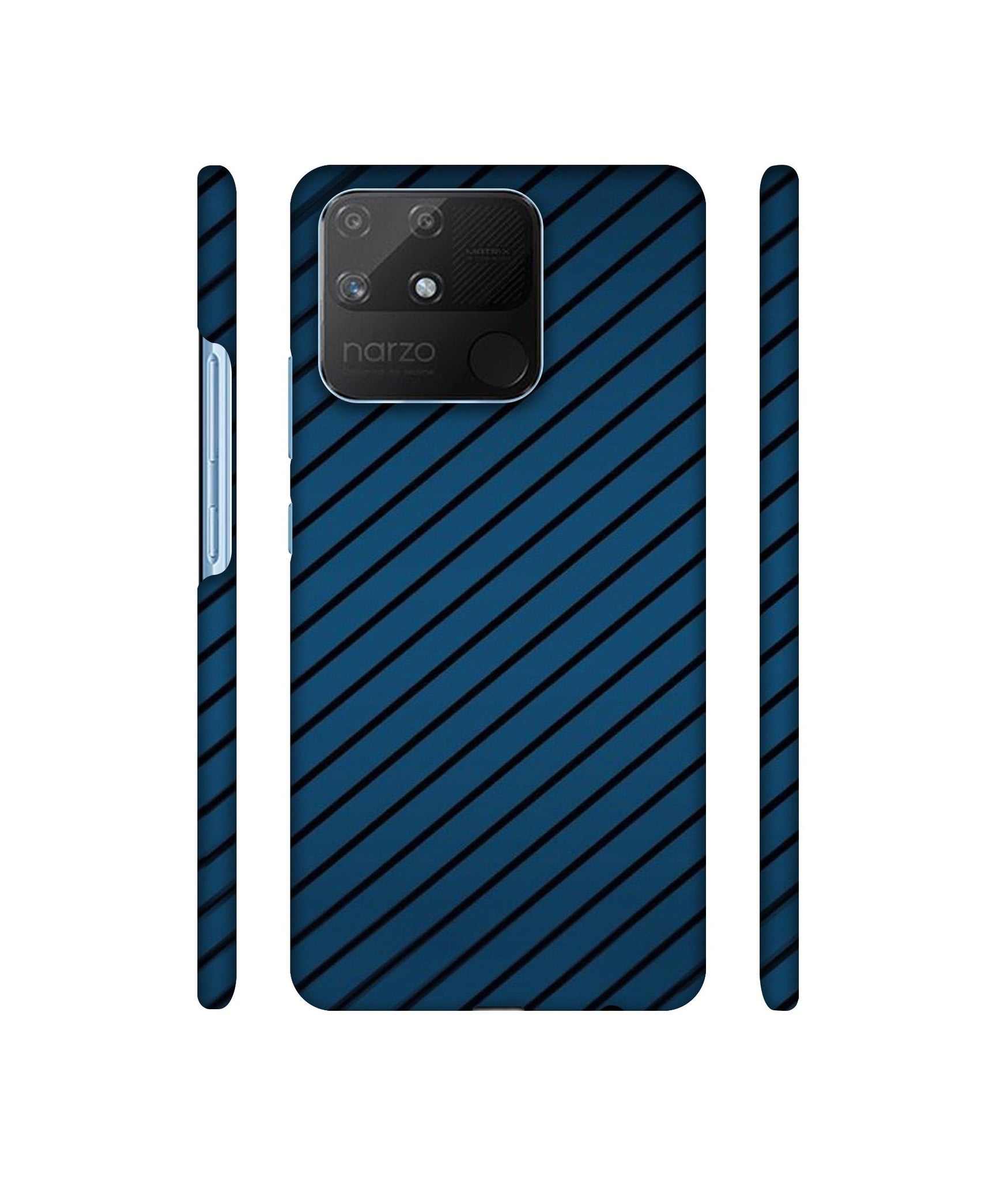 Blue Stripes Designer Hard Back Cover for Realme Narzo 50A