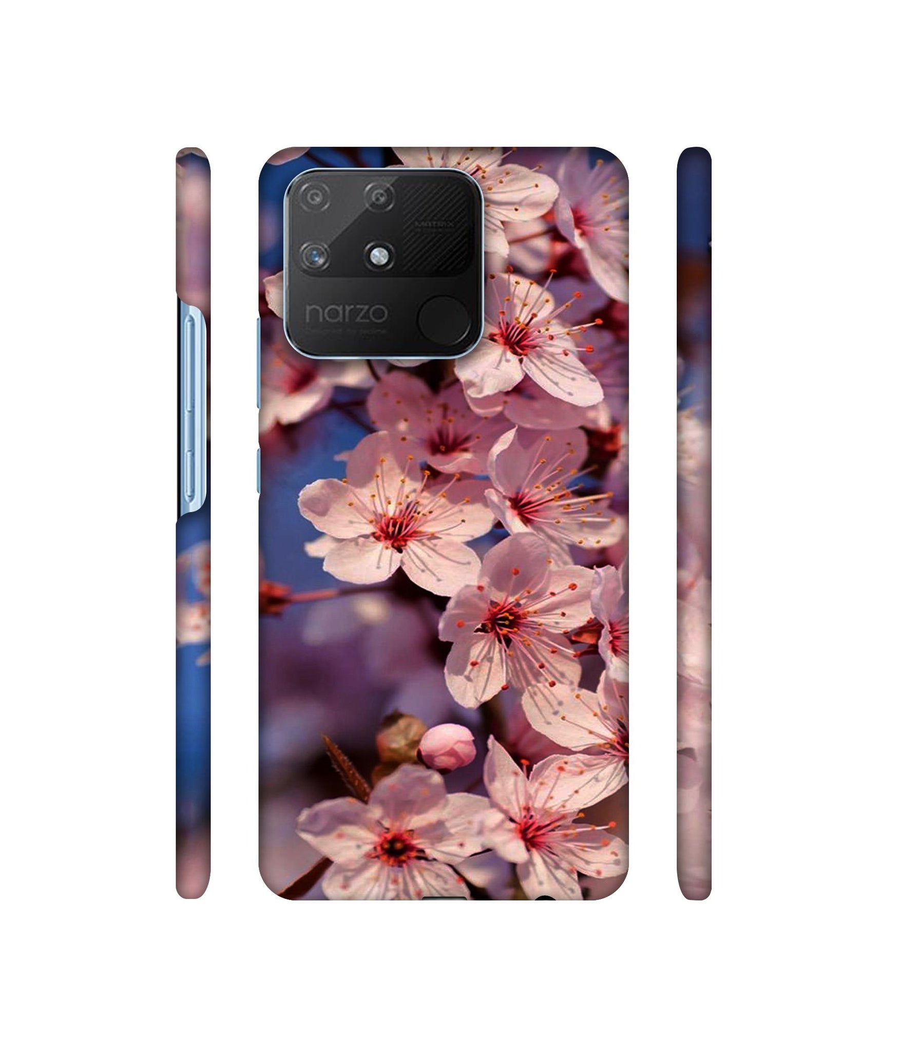 Pink Flowers Pattern Designer Hard Back Cover for Realme Narzo 50A