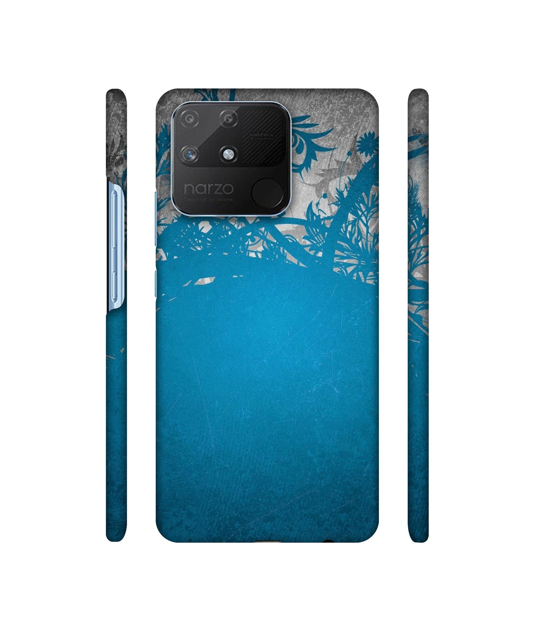 Blue Floral Pattern Designer Hard Back Cover for Realme Narzo 50A