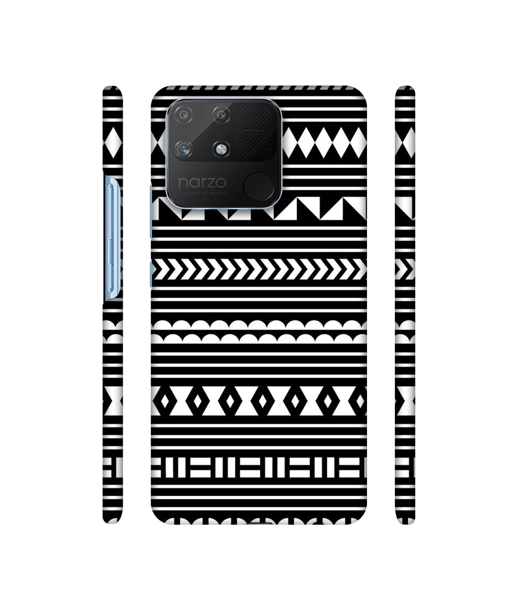 Black Pattern Designer Hard Back Cover for Realme Narzo 50A