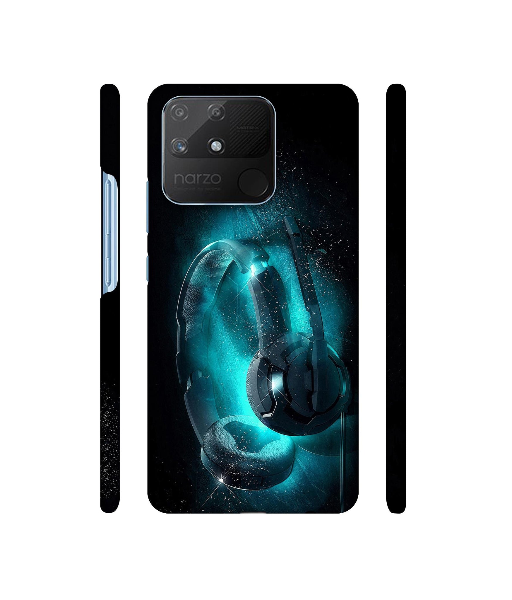 Cool Headphone Designer Hard Back Cover for Realme Narzo 50A