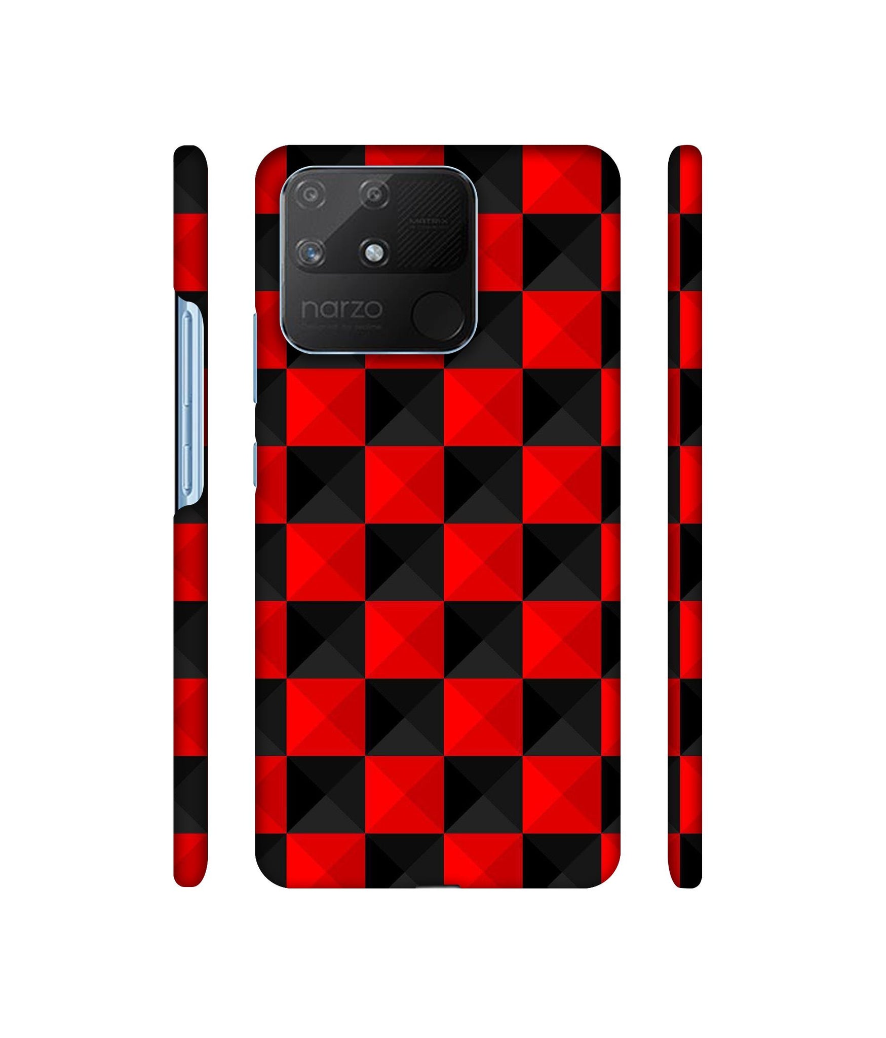 Red N Black Cubes Designer Hard Back Cover for Realme Narzo 50A