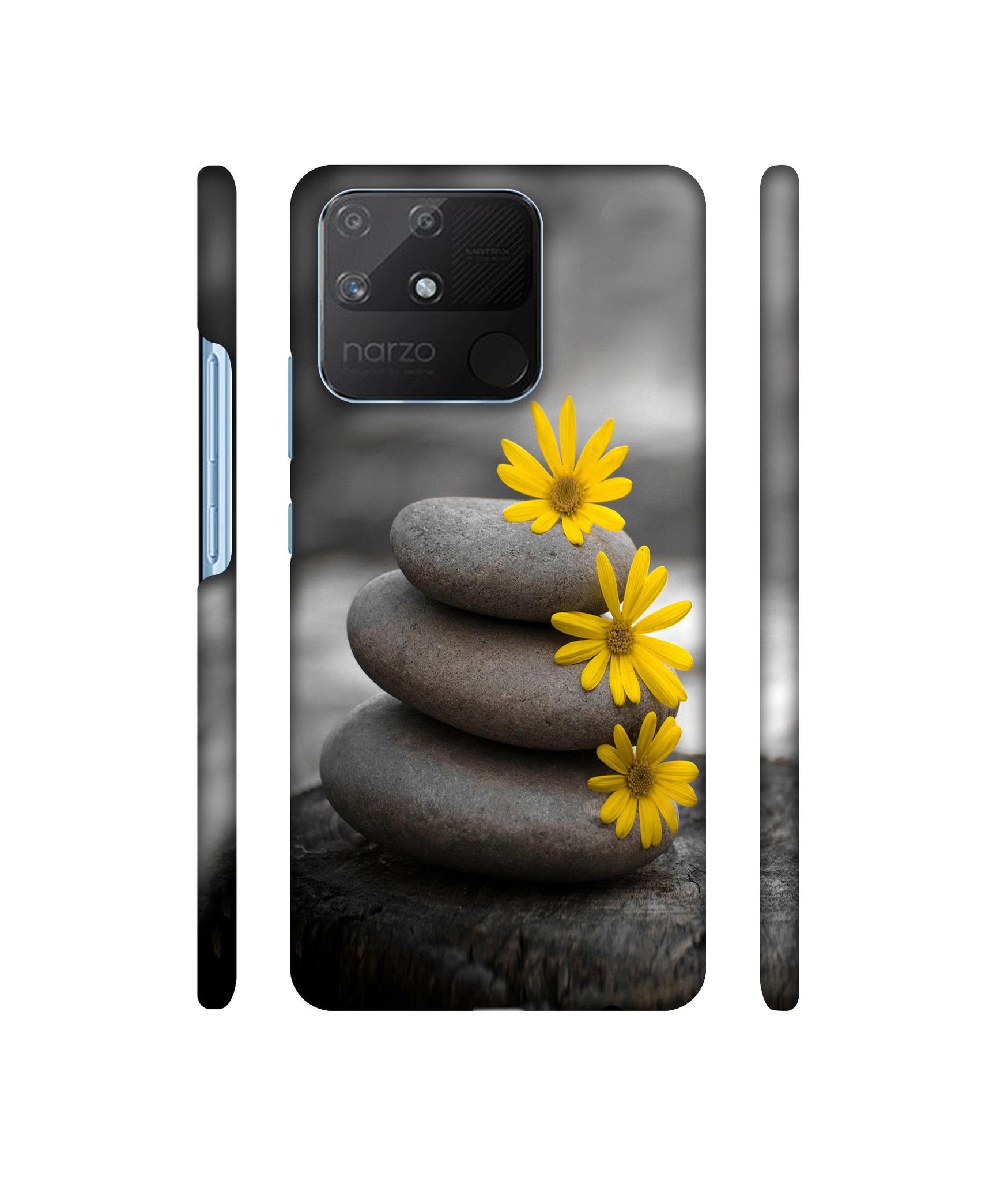 Stones And Flower Designer Hard Back Cover for Realme Narzo 50A