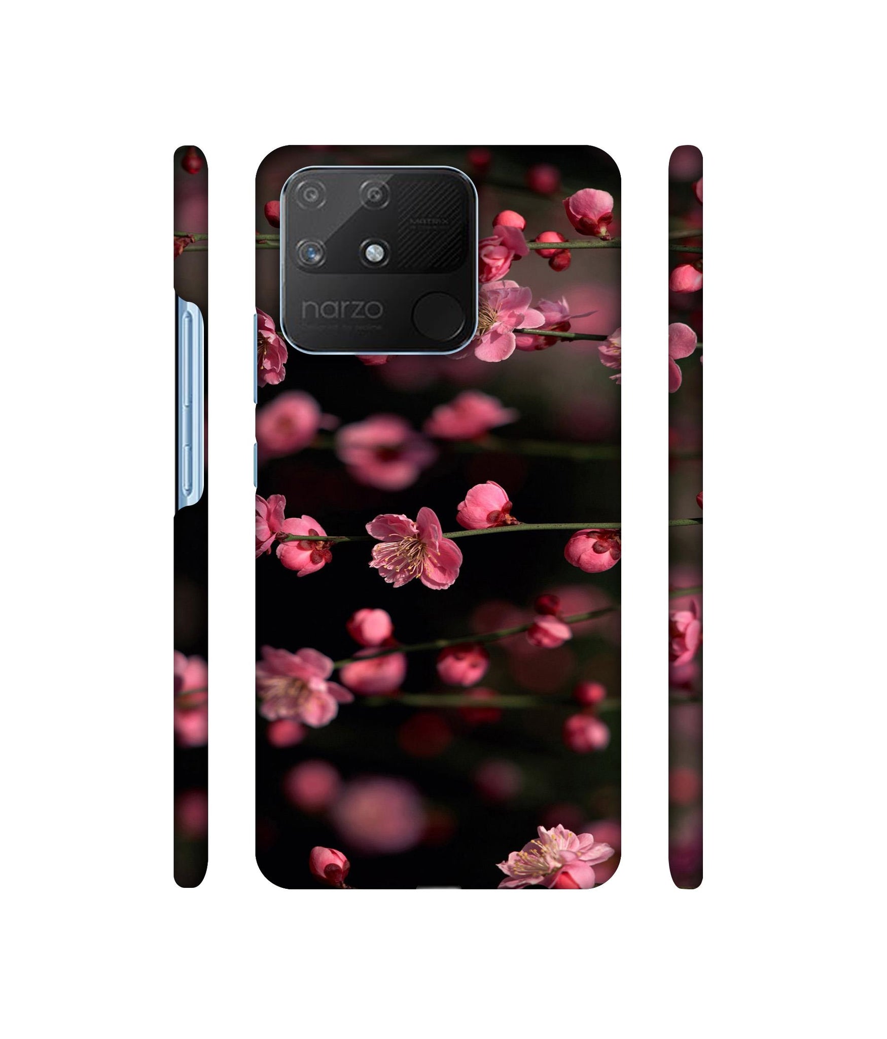 Pink Flowers Designer Hard Back Cover for Realme Narzo 50A