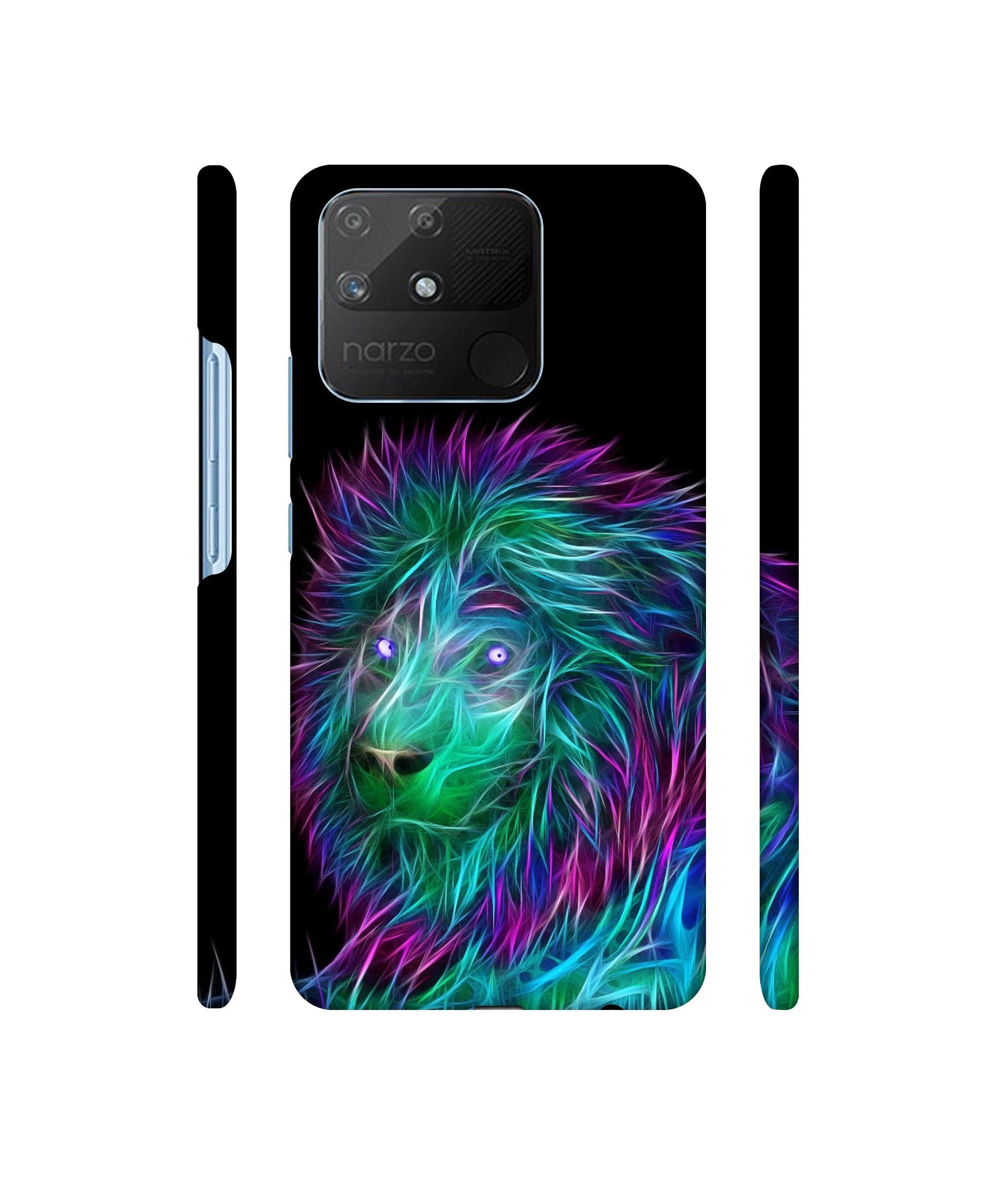 3D Lion Designer Hard Back Cover for Realme Narzo 50A