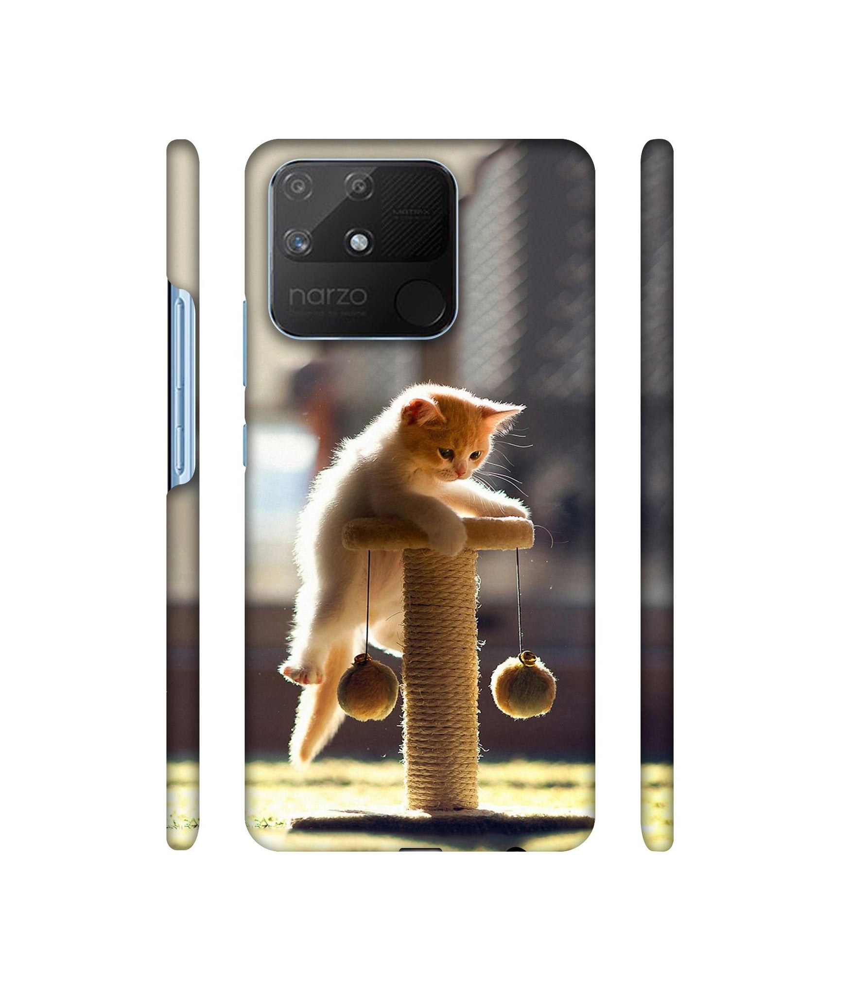 Cat Climbing Designer Hard Back Cover for Realme Narzo 50A