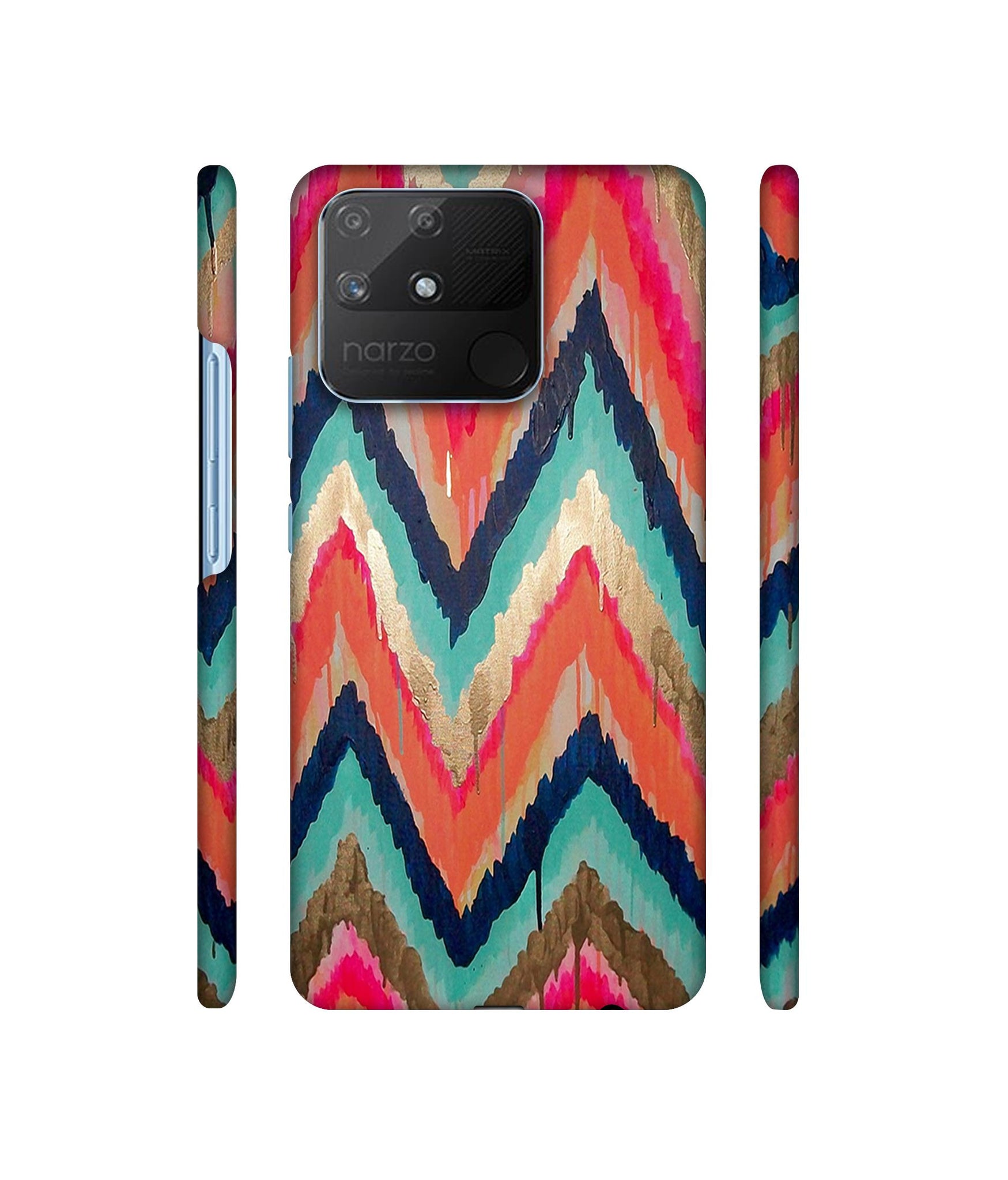 Colorful Zig-Zag Lines Art Designer Hard Back Cover for Realme Narzo 50A