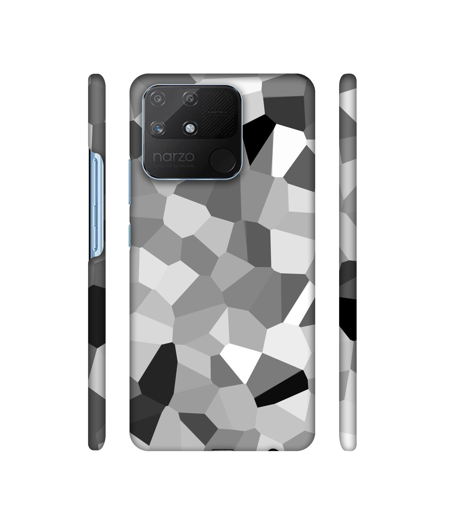 Black & White Mathematical Shape Designer Hard Back Cover for Realme Narzo 50A