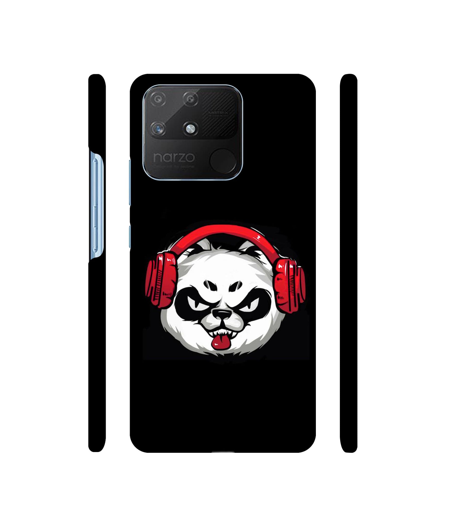 Panda With Headphone Designer Hard Back Cover for Realme Narzo 50A