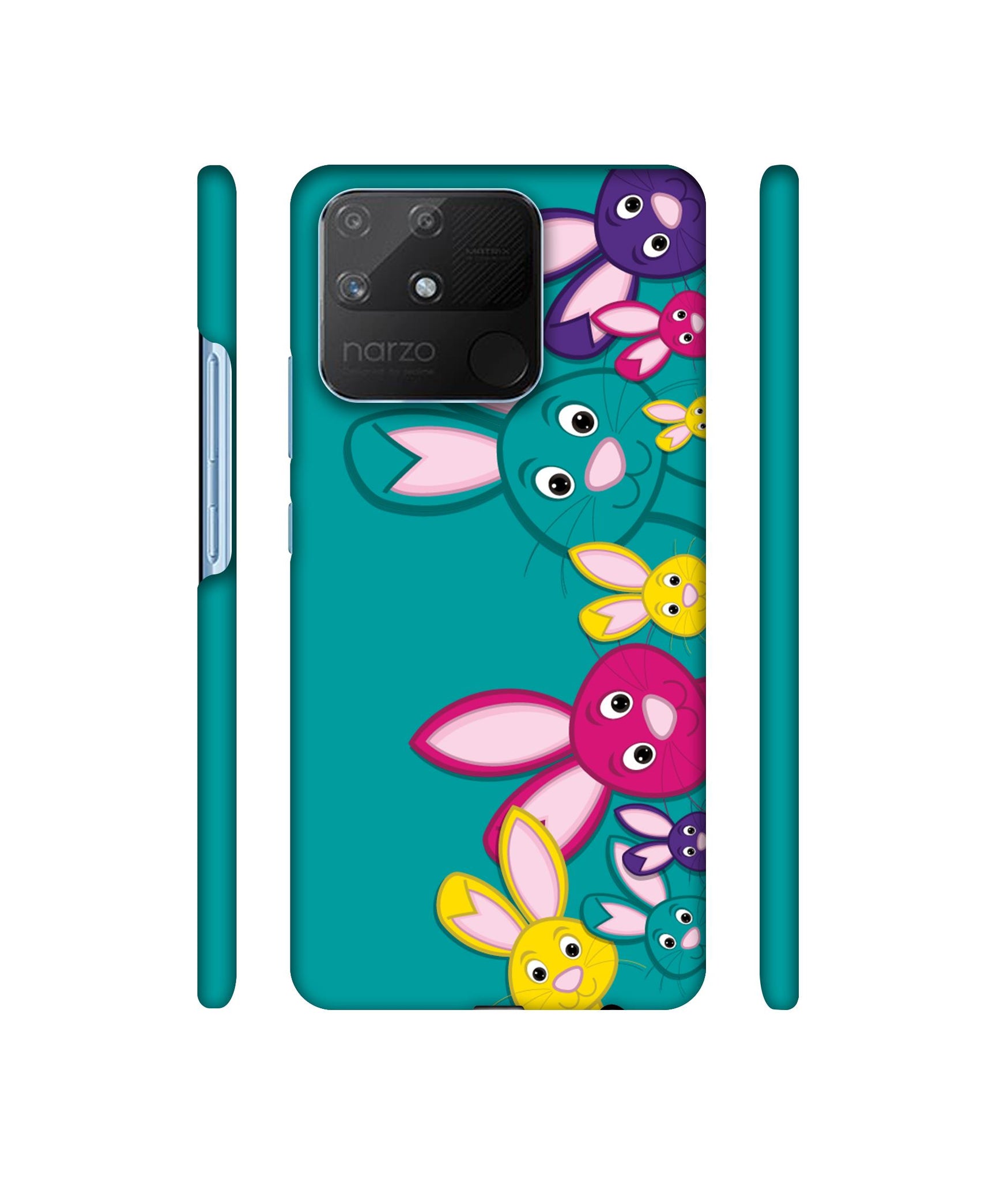 Rabbit Family Designer Hard Back Cover for Realme Narzo 50A