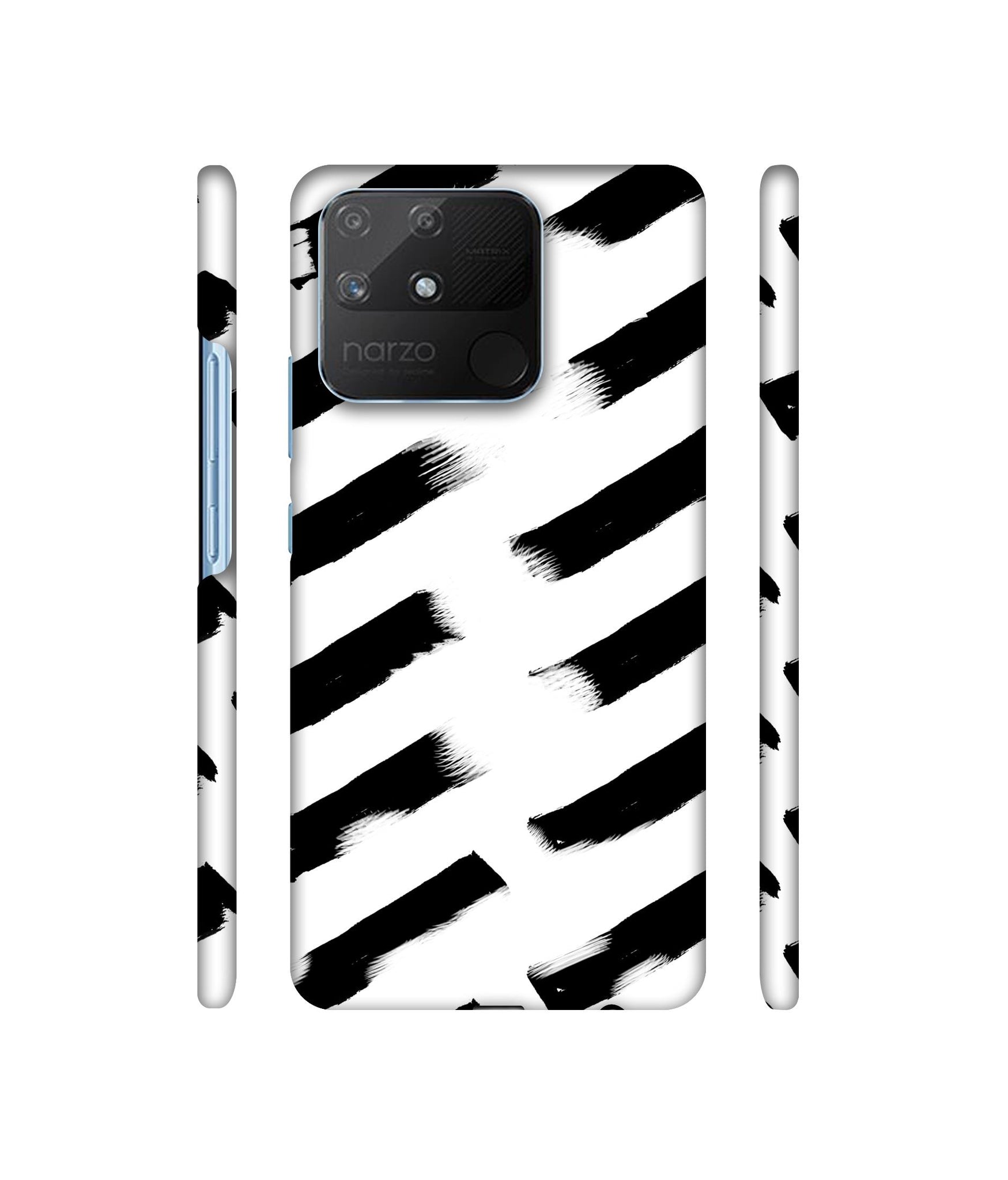 Black & White Rectangle Designer Hard Back Cover for Realme Narzo 50A