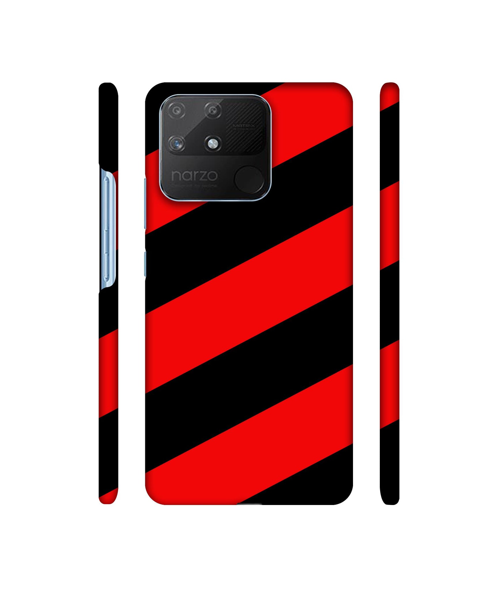 Red and Black Line Designer Hard Back Cover for Realme Narzo 50A