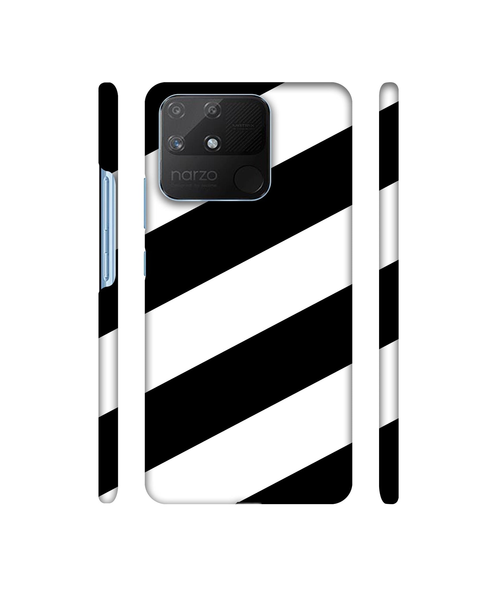 Black & White Line Designer Hard Back Cover for Realme Narzo 50A