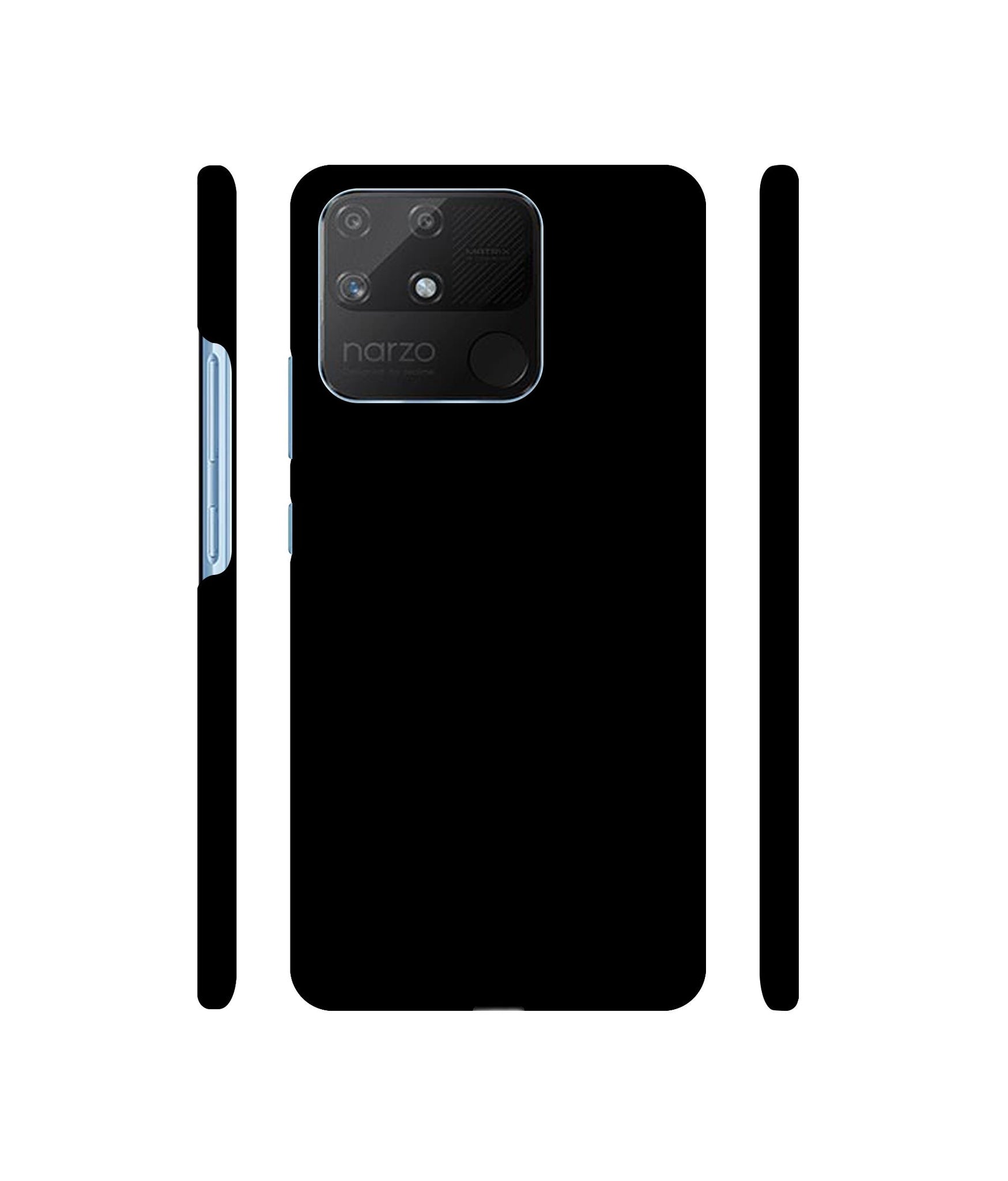 Solid Black Designer Hard Back Cover for Realme Narzo 50A