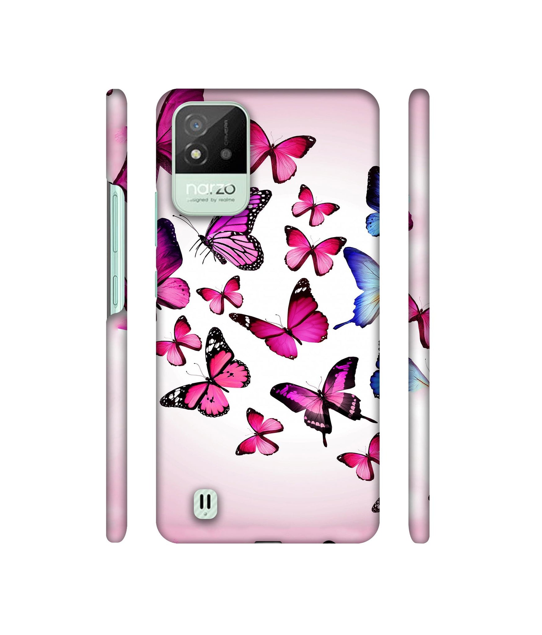 Flying Colorful Butterfly Designer Hard Back Cover for Realme Narzo 50i