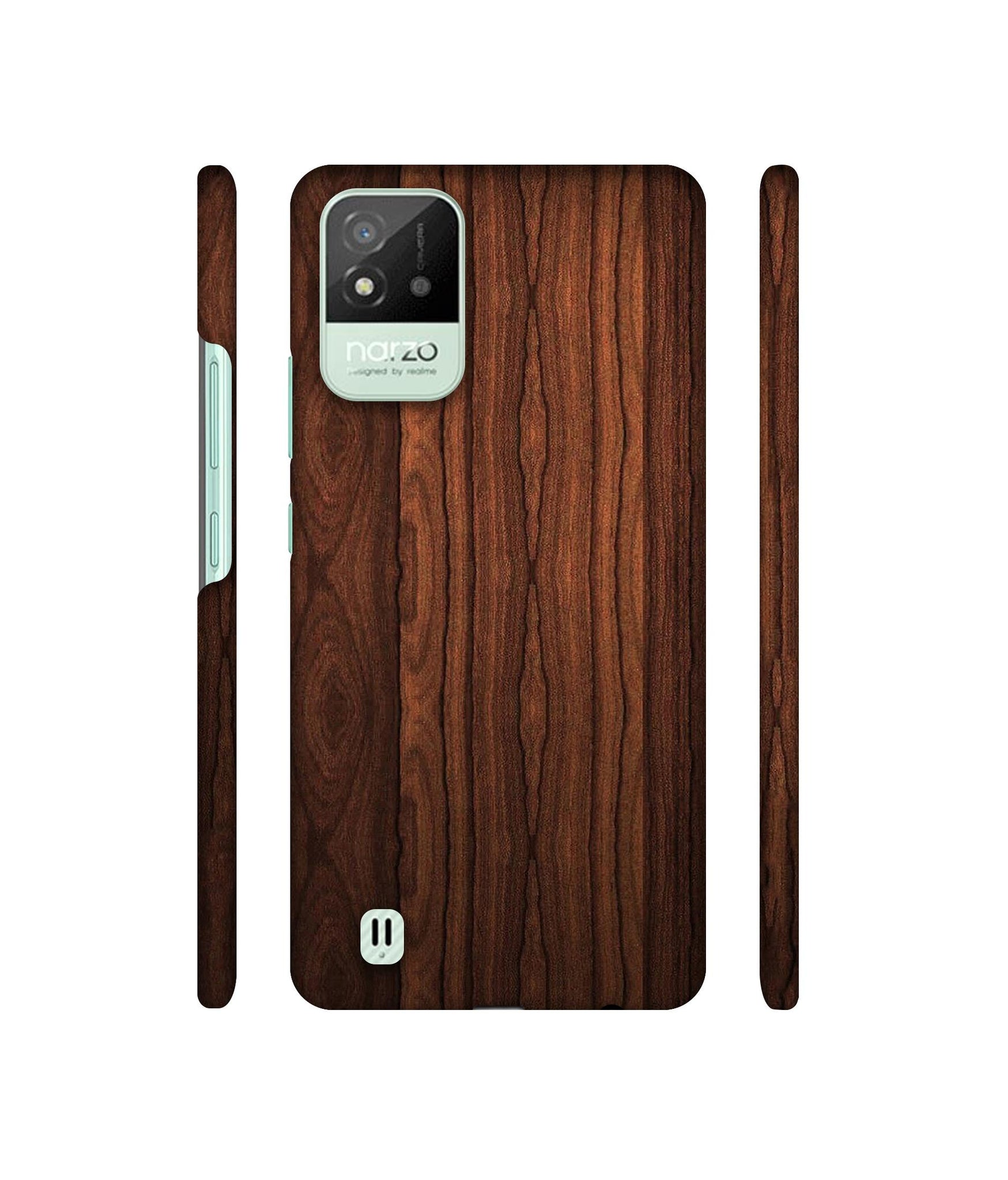 Brown Wooden Texture Designer Hard Back Cover for Realme Narzo 50i