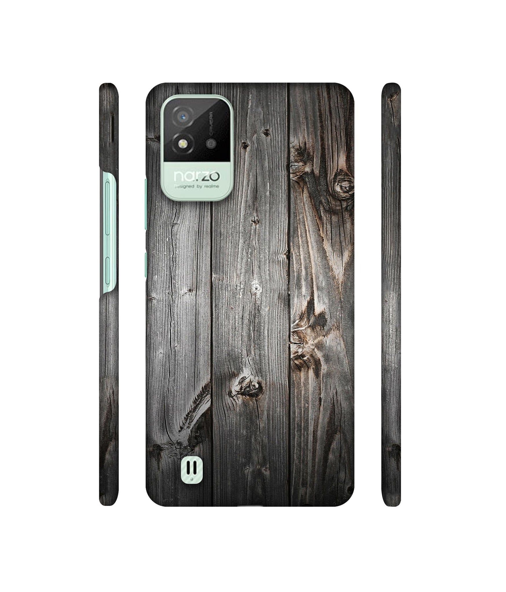 Grey Wooden Texture Designer Hard Back Cover for Realme Narzo 50i