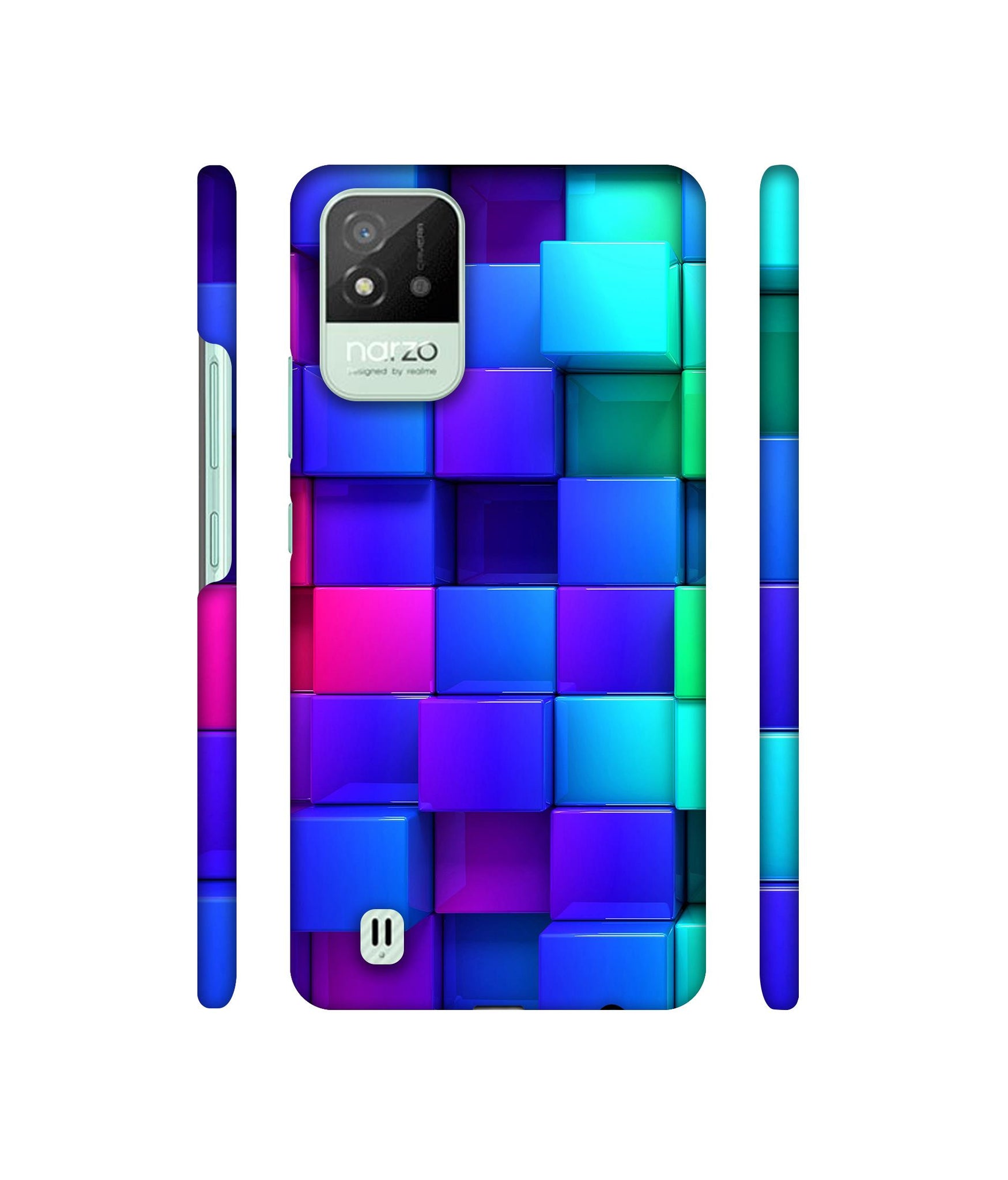 Blocks Rainbow 3D Graphics Designer Hard Back Cover for Realme Narzo 50i