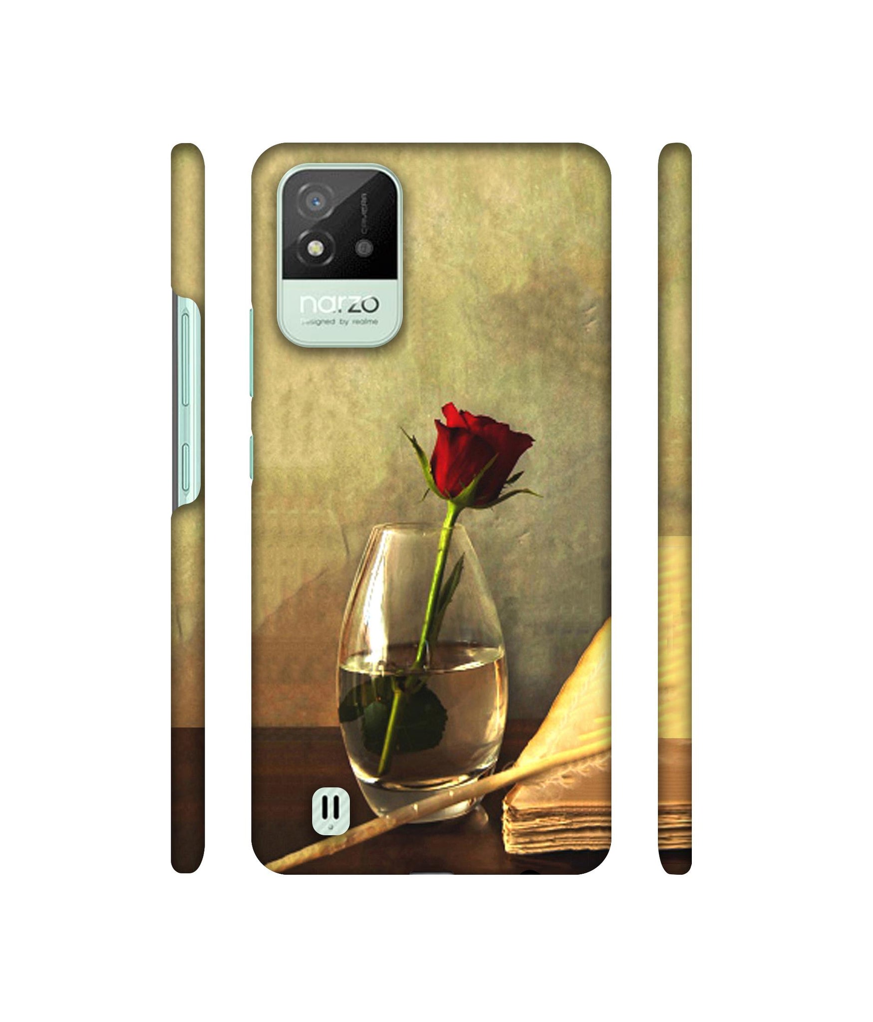 Red Rose in Glass Designer Hard Back Cover for Realme Narzo 50i