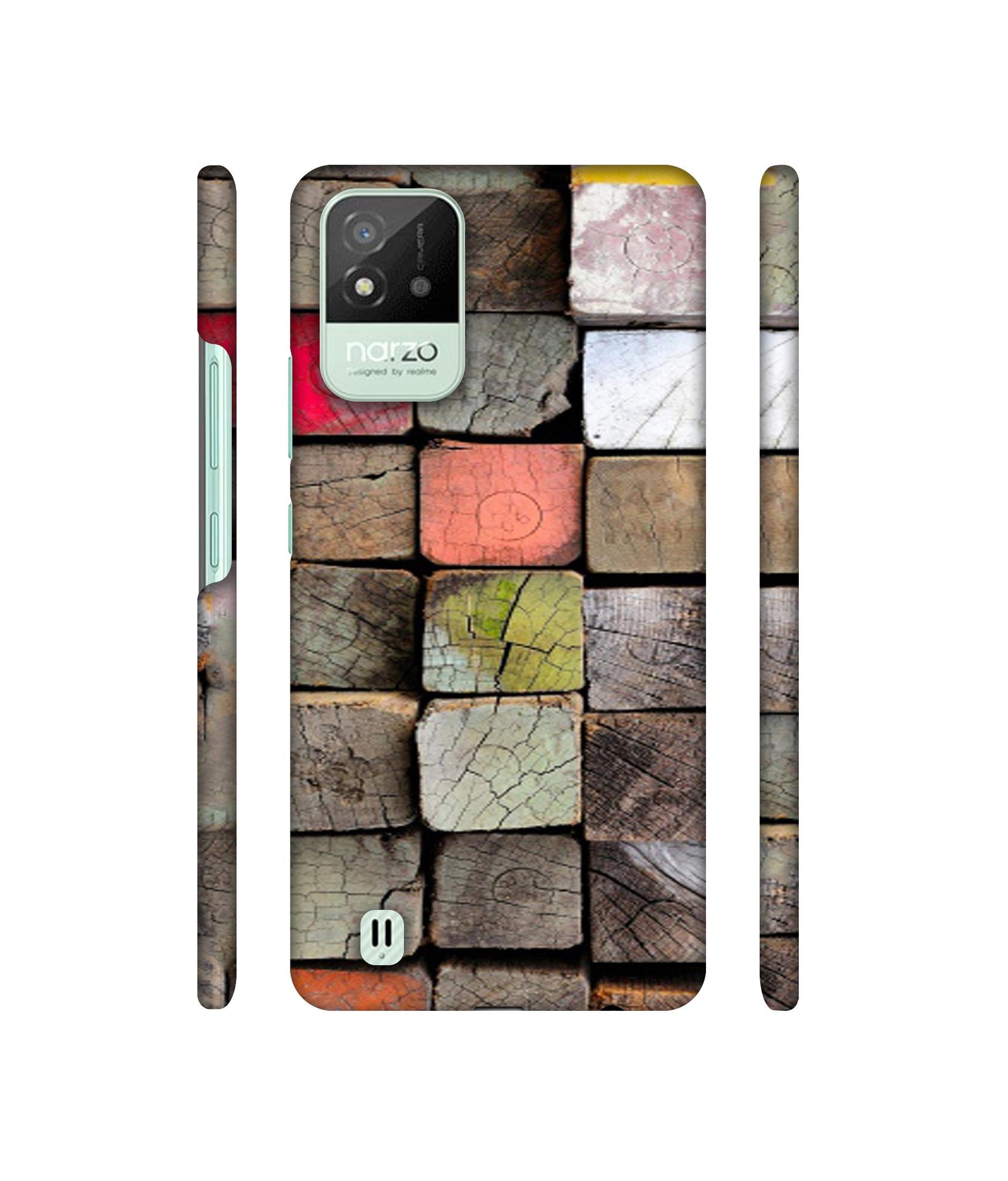 Wood Lumber Paint Designer Hard Back Cover for Realme Narzo 50i