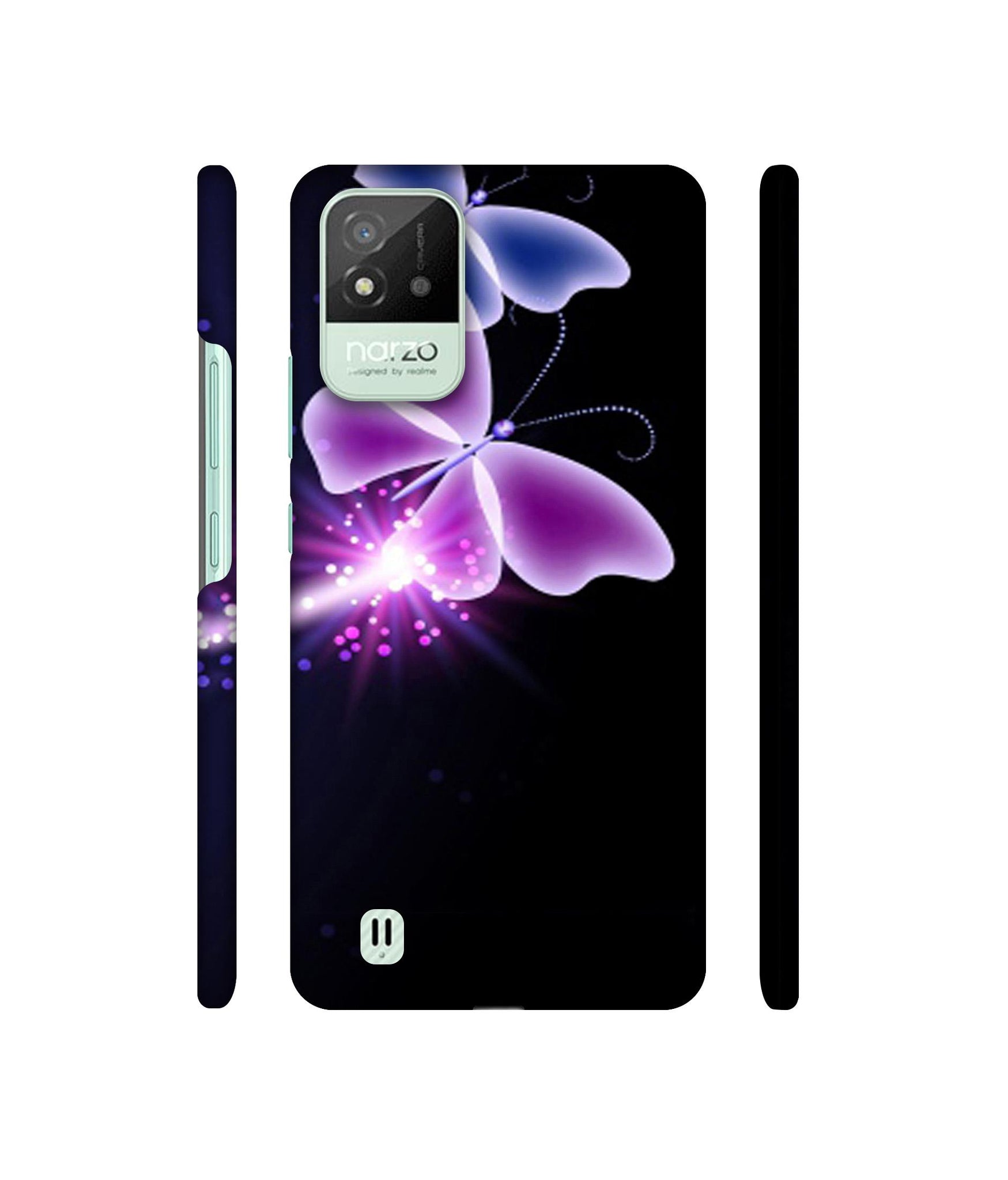 Neon Butterfly Light Abstract Shine Designer Hard Back Cover for Realme Narzo 50i