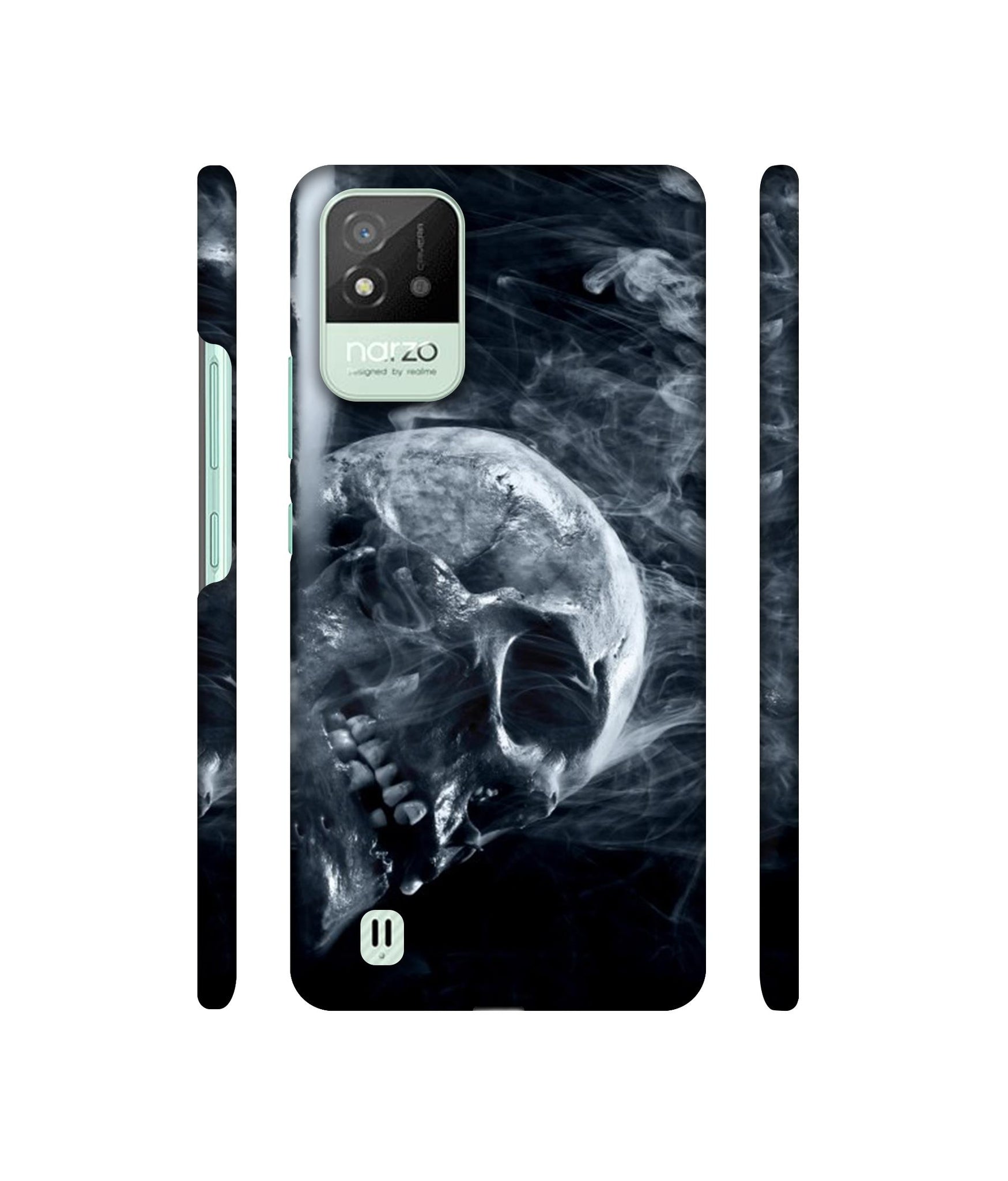 Skull Smoke Blue Scary Death Designer Hard Back Cover for Realme Narzo 50i