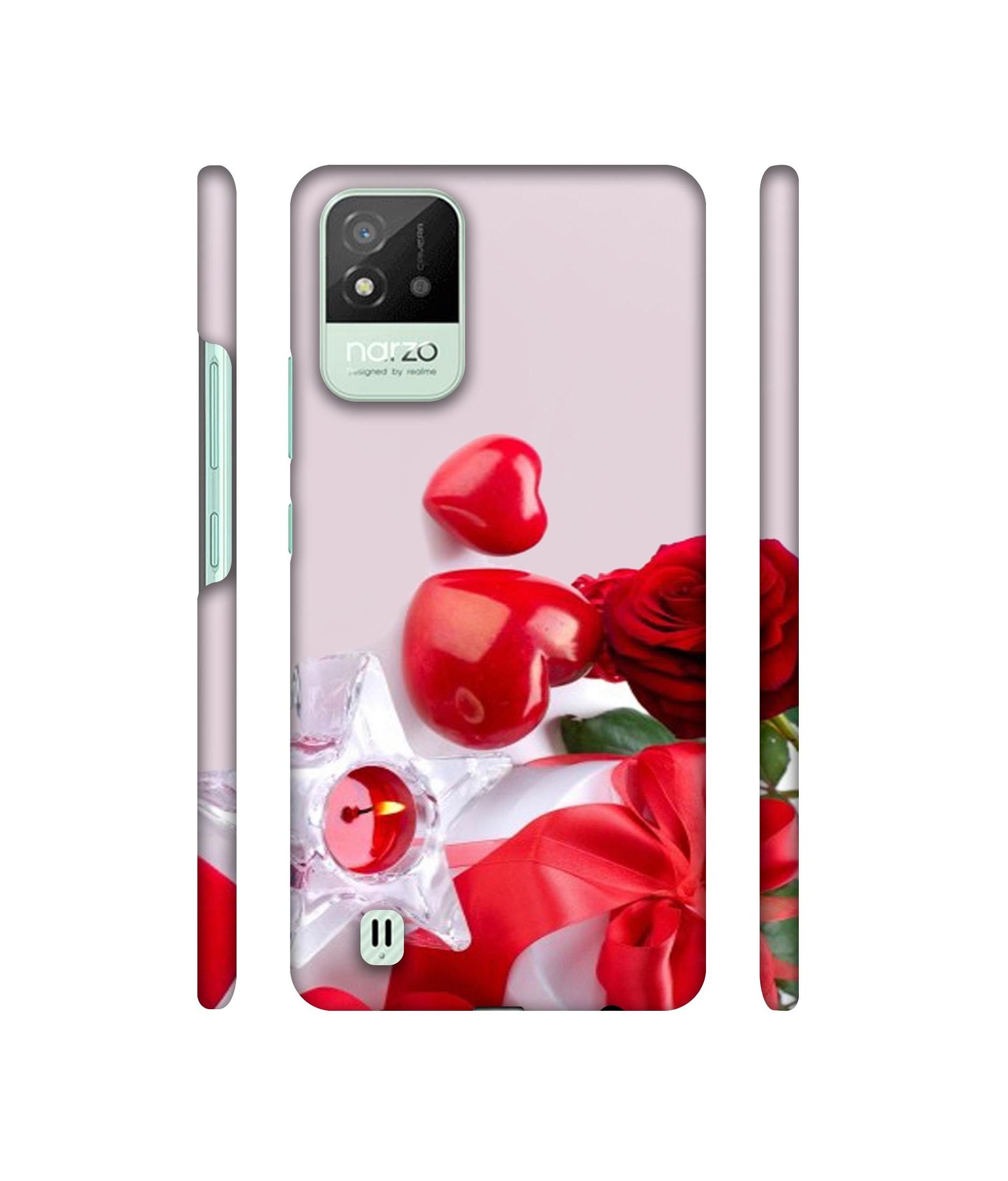 Red Rose Heart Valentines Couple Designer Hard Back Cover for Realme Narzo 50i