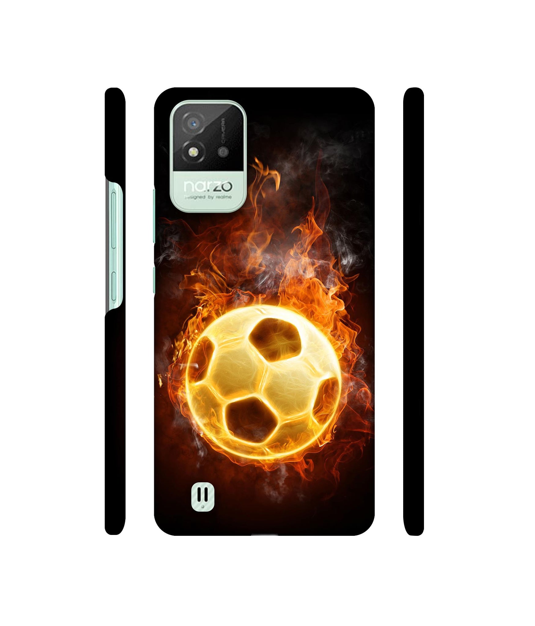 Football & Fire Designer Hard Back Cover for Realme Narzo 50i