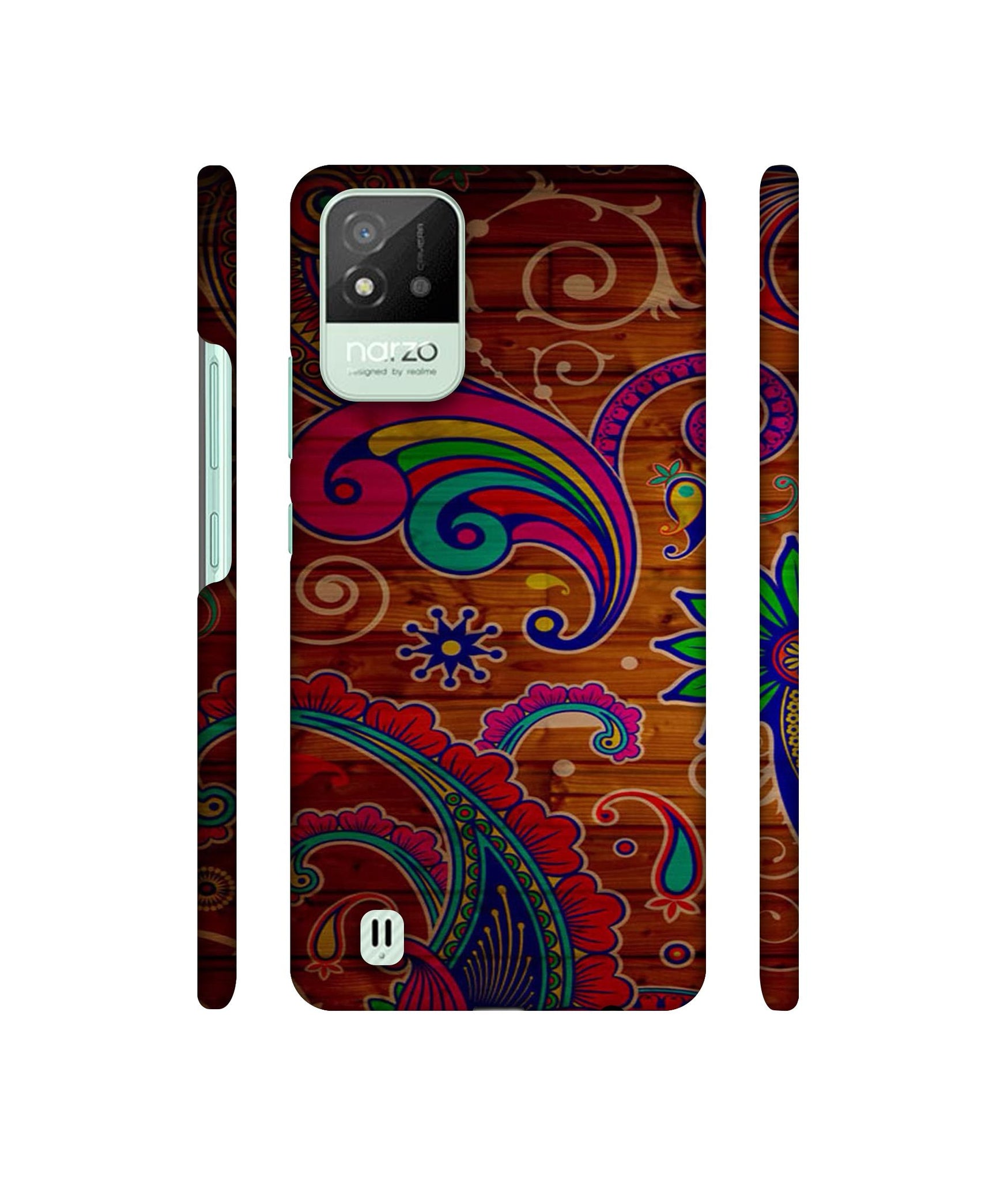 Wooden Pattern Print Designer Hard Back Cover for Realme Narzo 50i