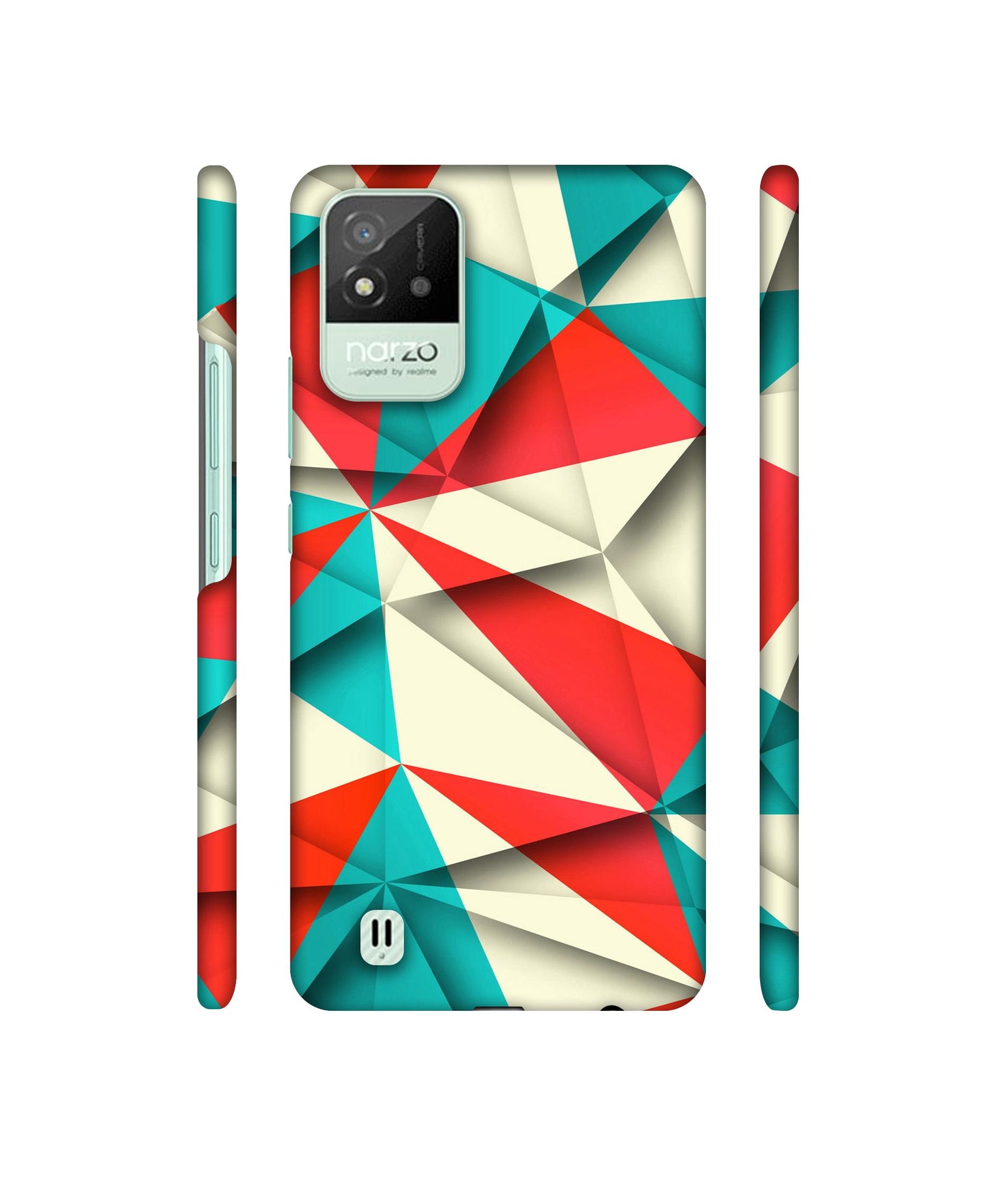 Red Blue White Pattern Designer Hard Back Cover for Realme Narzo 50i