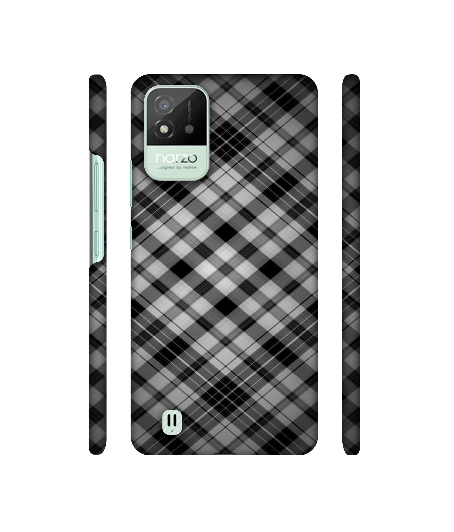 Black Stripes Pattern Designer Hard Back Cover for Realme Narzo 50i