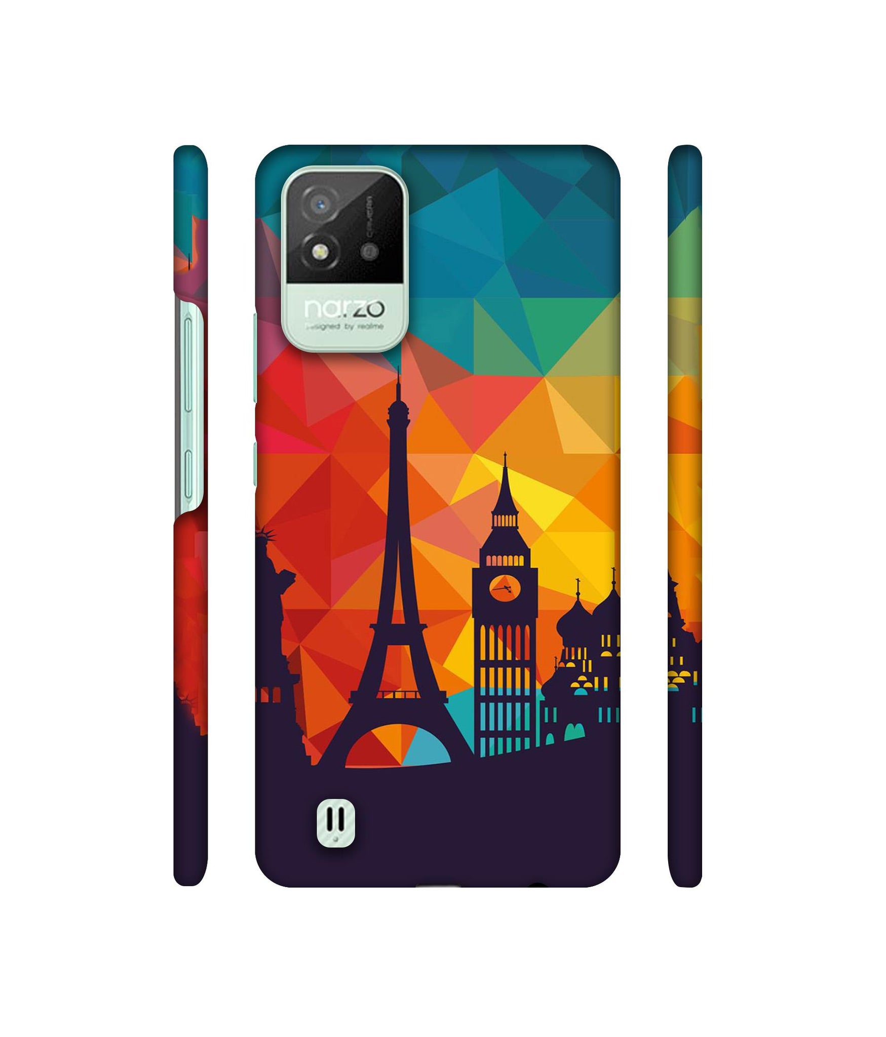 Colored Paris Designer Hard Back Cover for Realme Narzo 50i