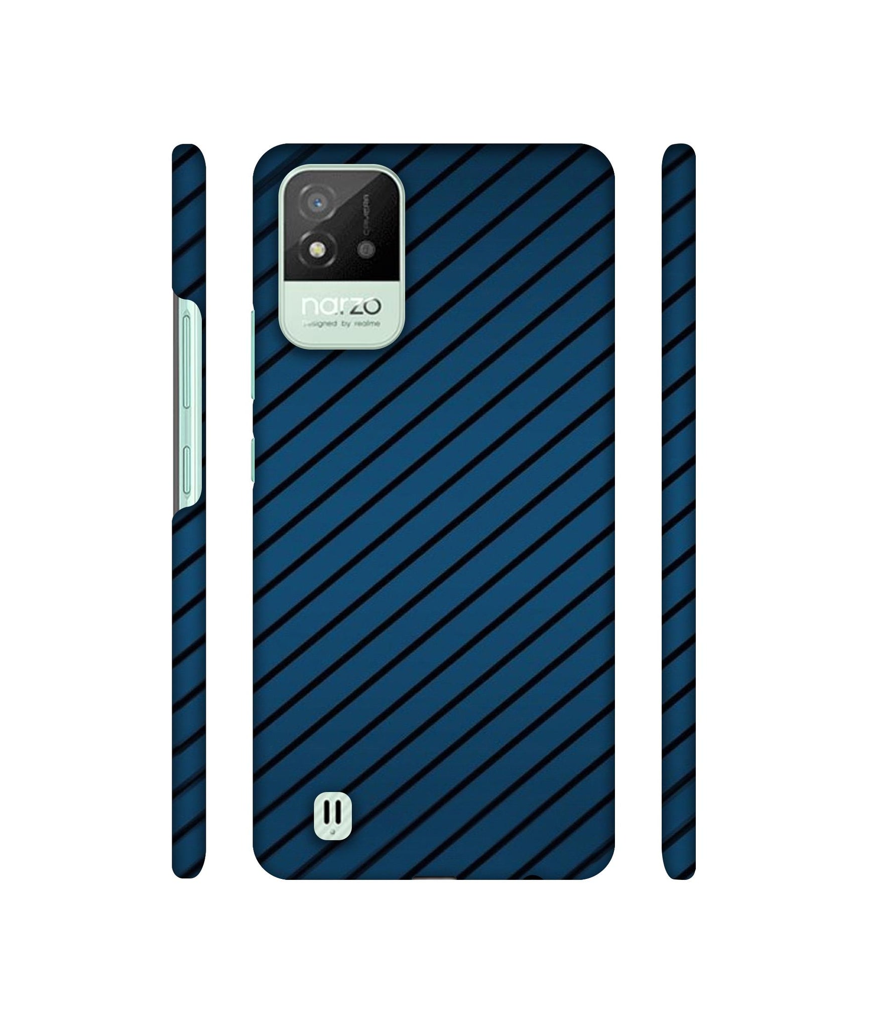 Blue Stripes Designer Hard Back Cover for Realme Narzo 50i