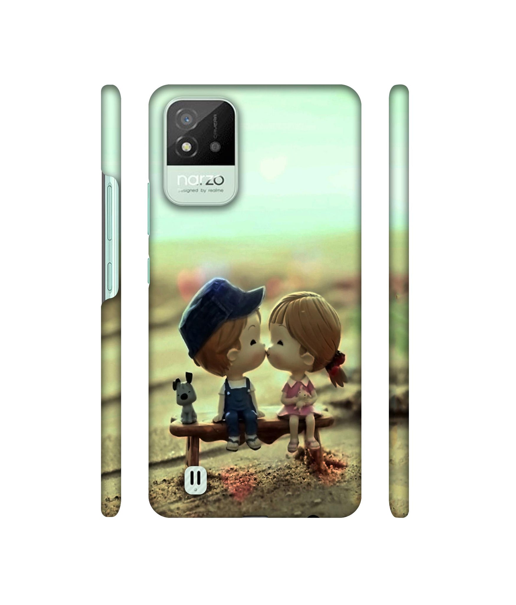 Love Couples Pattern Designer Hard Back Cover for Realme Narzo 50i