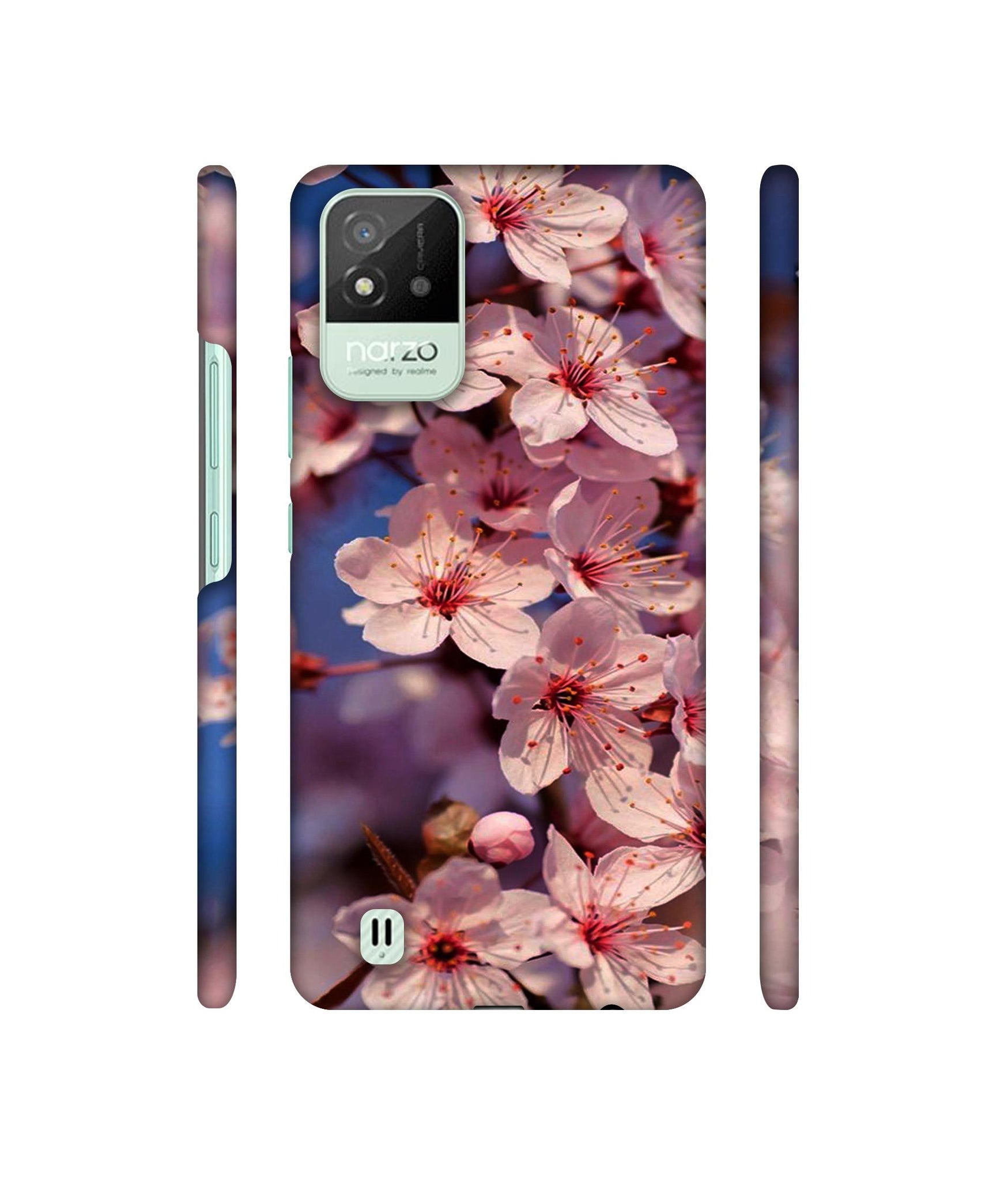 Pink Flowers Pattern Designer Hard Back Cover for Realme Narzo 50i