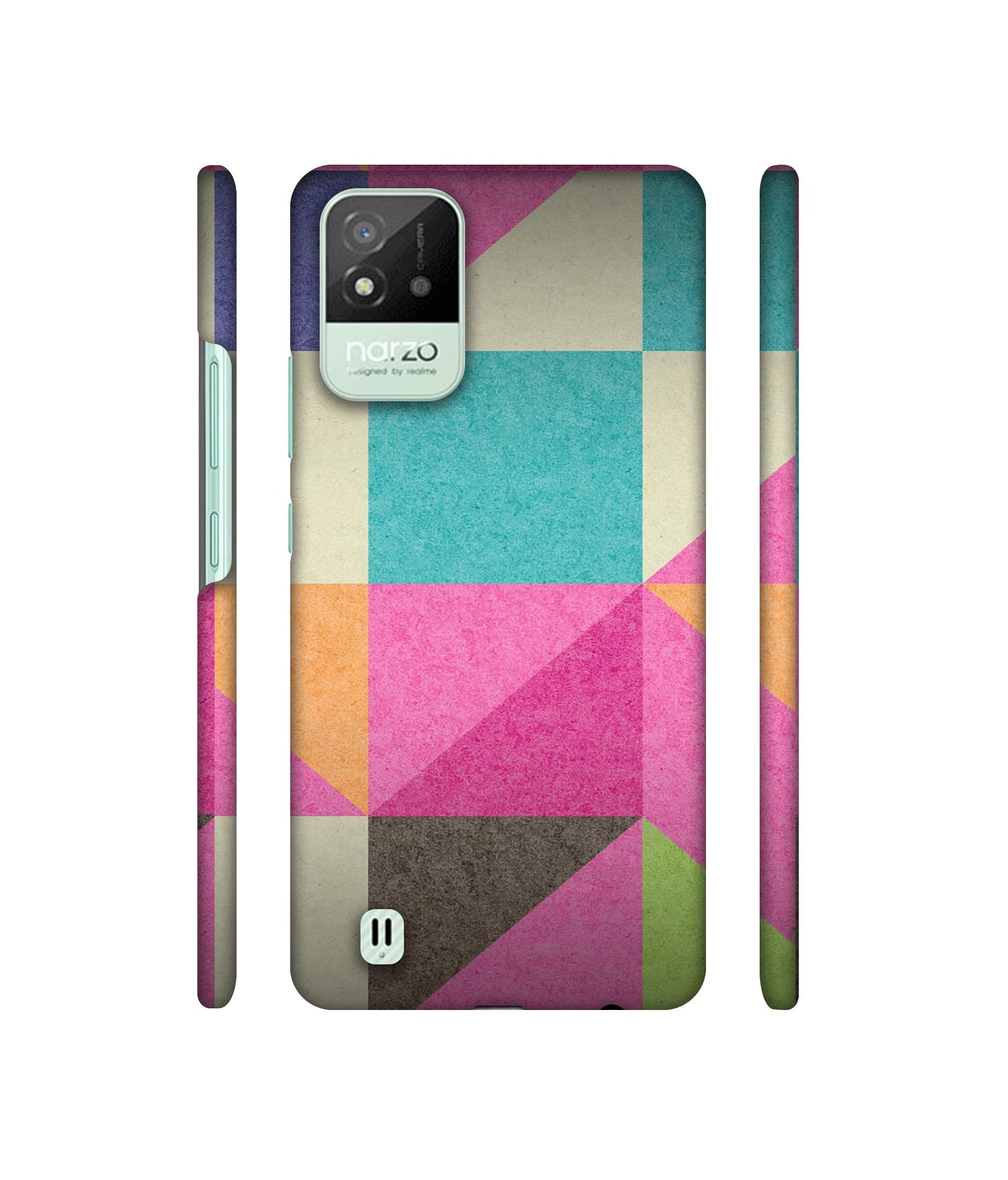 Pink Cyan Designer Hard Back Cover for Realme Narzo 50i