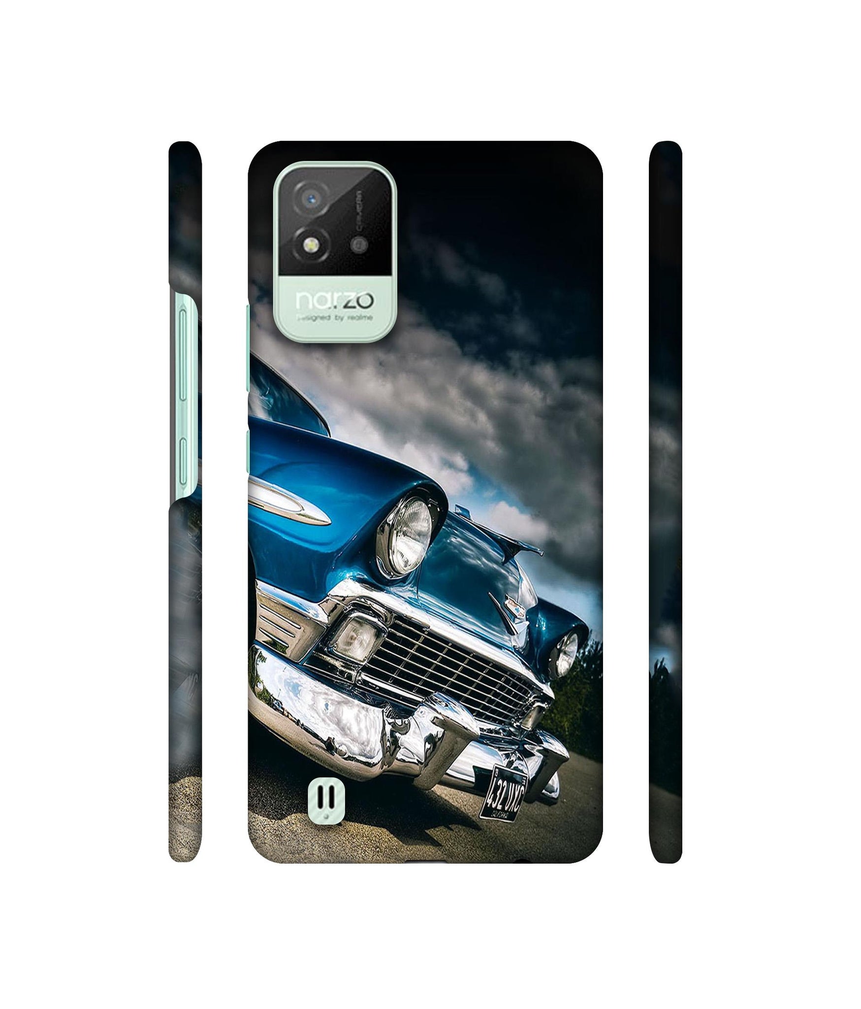 Vintage Car Pattern Designer Hard Back Cover for Realme Narzo 50i