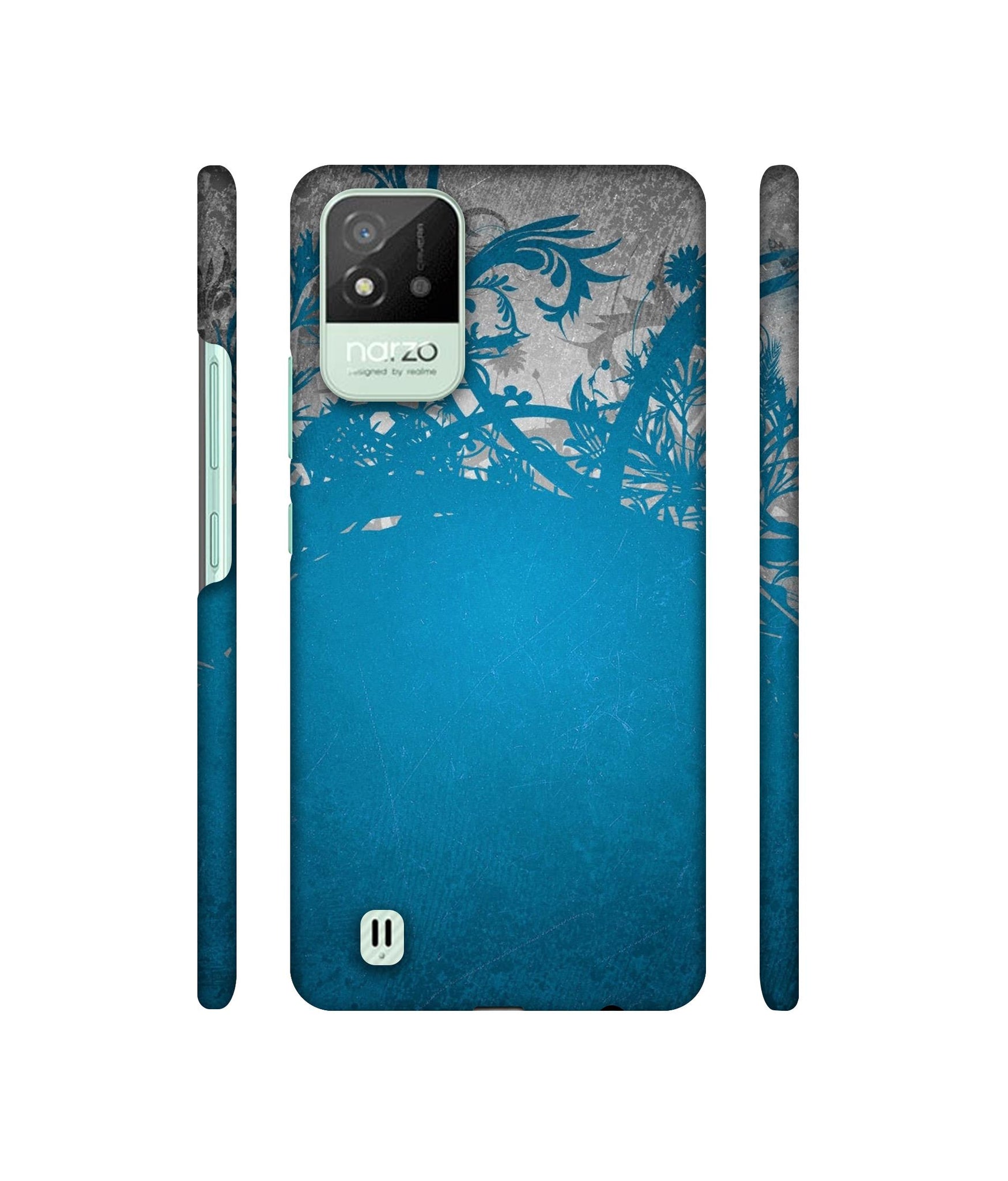 Blue Floral Pattern Designer Hard Back Cover for Realme Narzo 50i