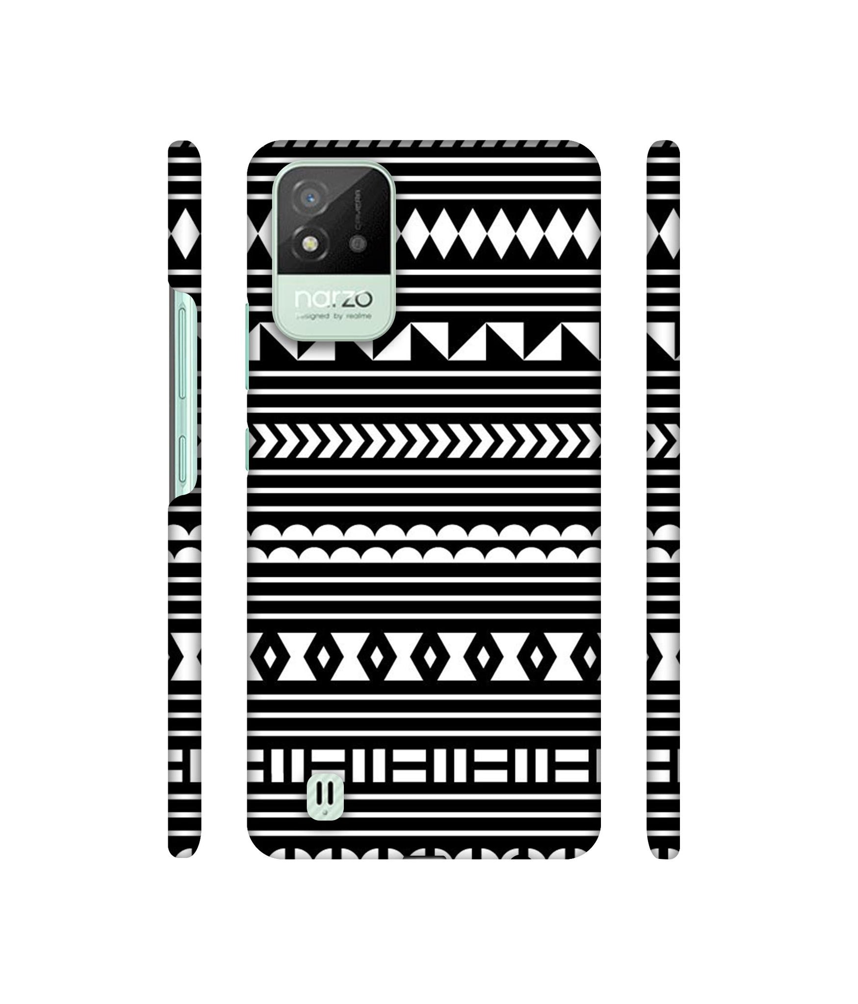 Black Pattern Designer Hard Back Cover for Realme Narzo 50i