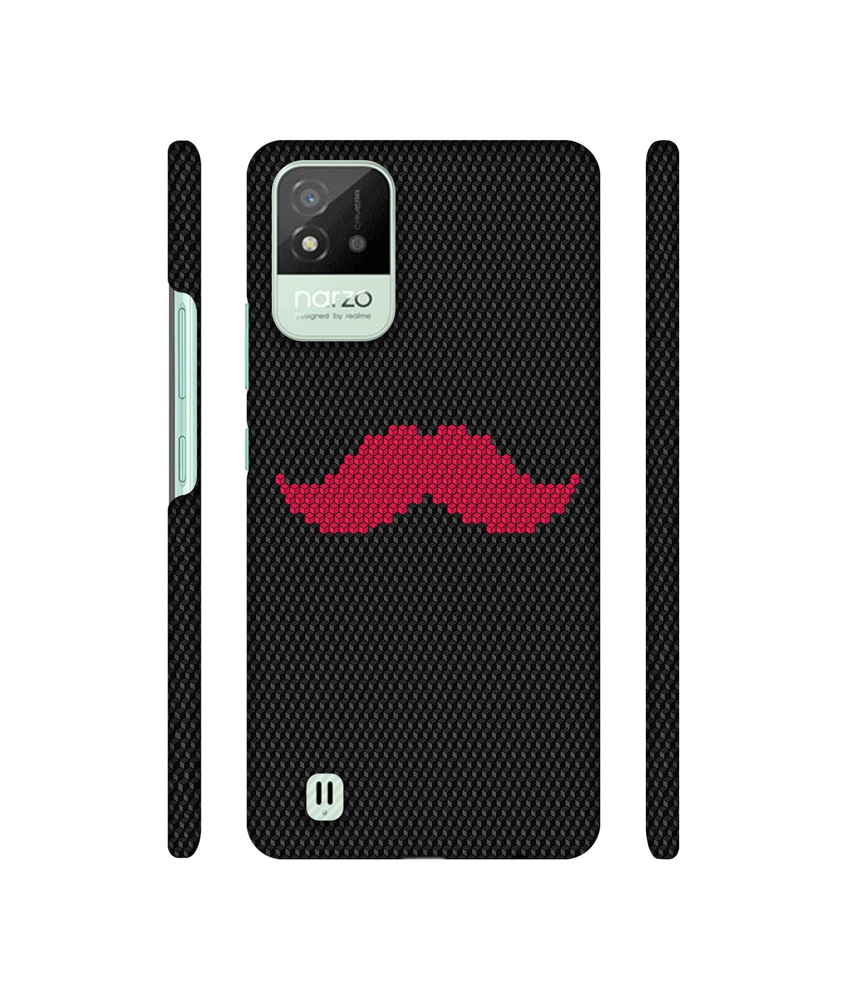 Pink Mustache Pattern Designer Hard Back Cover for Realme Narzo 50i