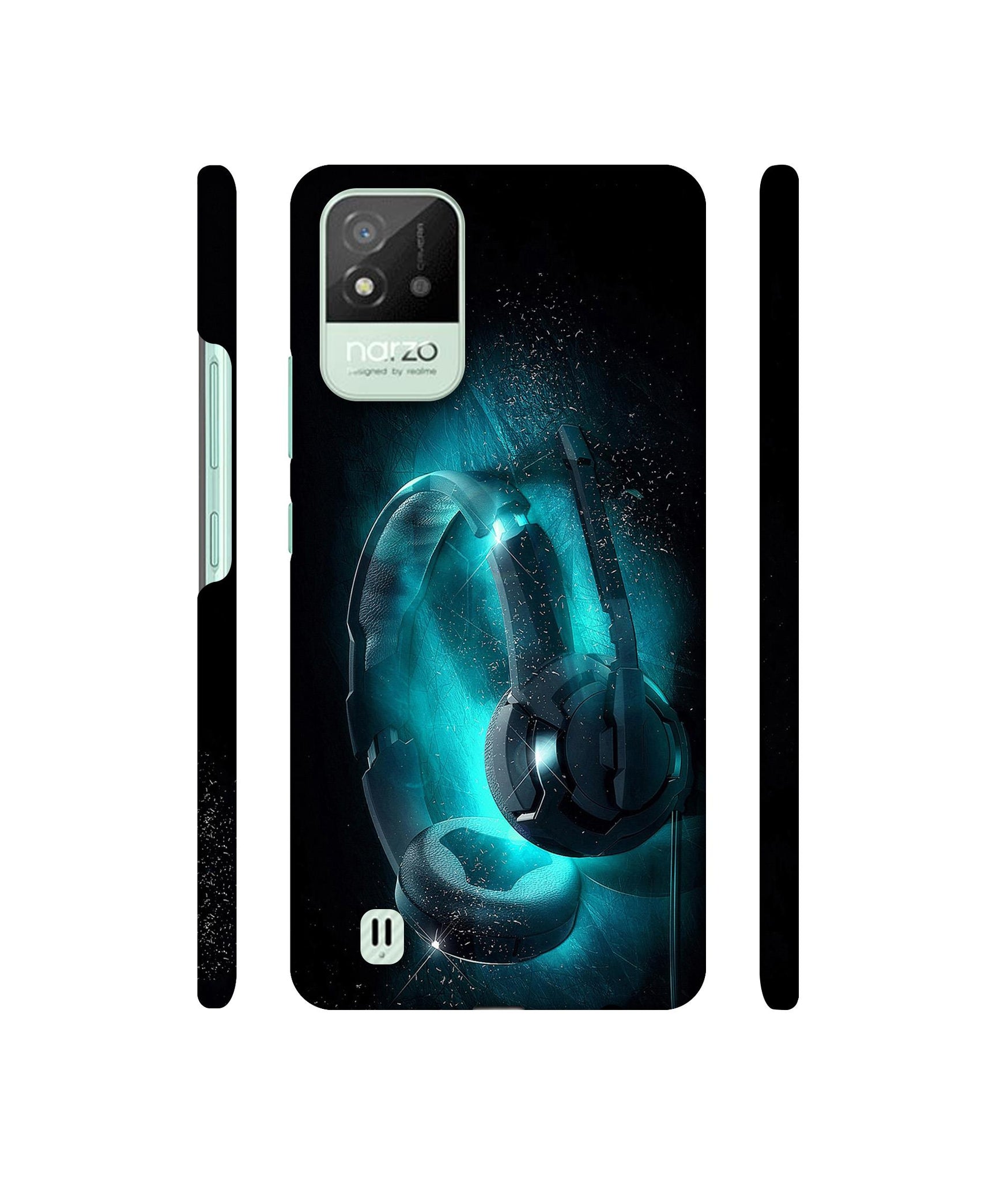 Cool Headphone Designer Hard Back Cover for Realme Narzo 50i