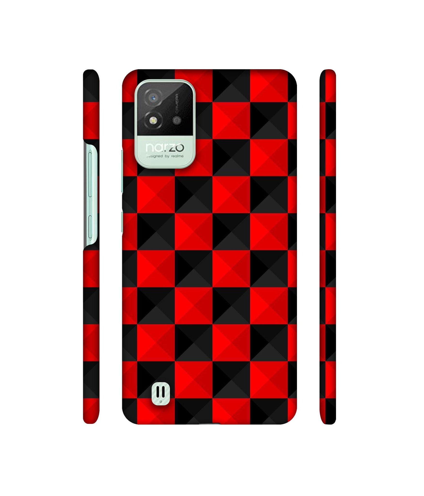 Red N Black Cubes Designer Hard Back Cover for Realme Narzo 50i