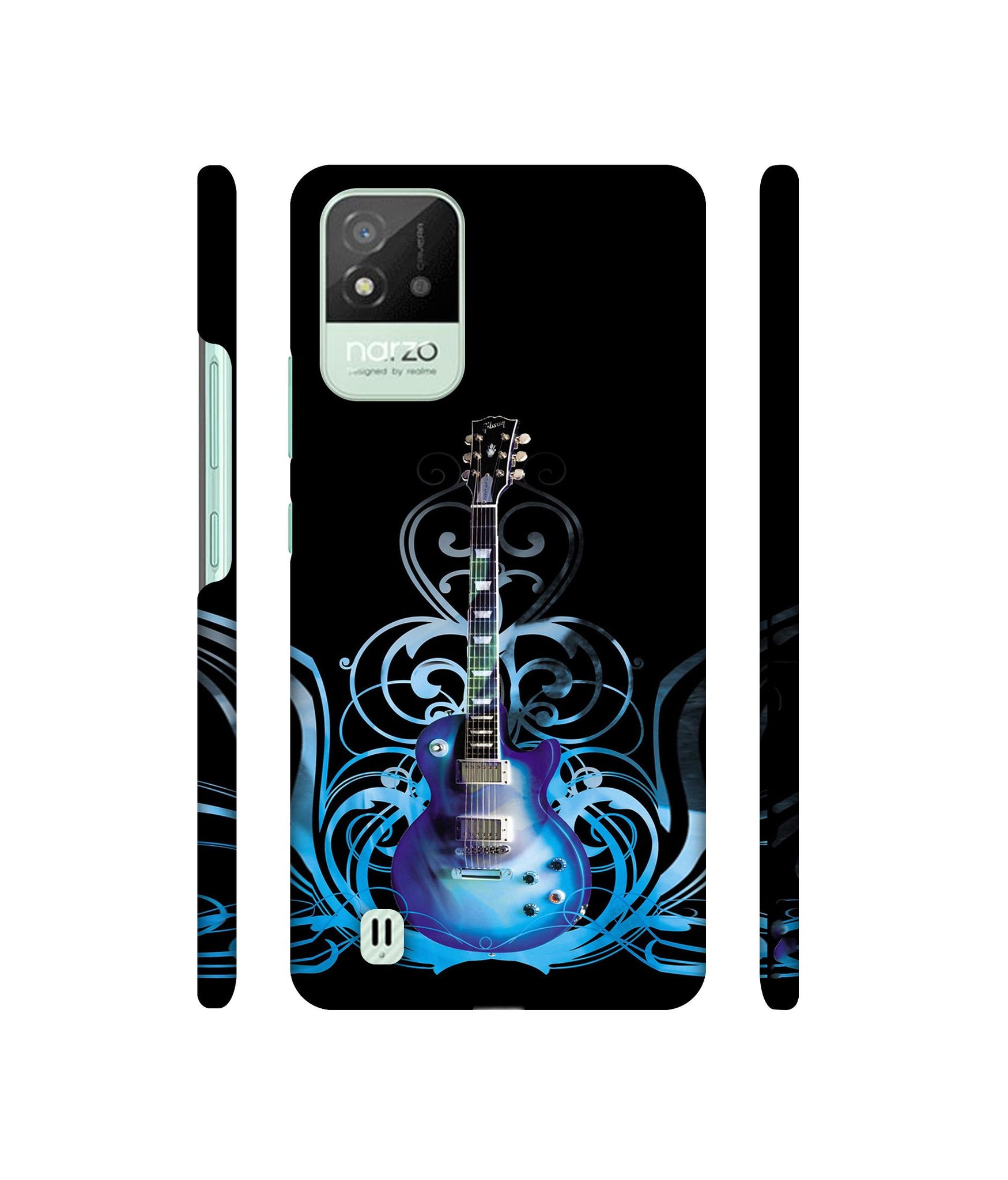 Guitar In Blue Pattern Designer Hard Back Cover for Realme Narzo 50i