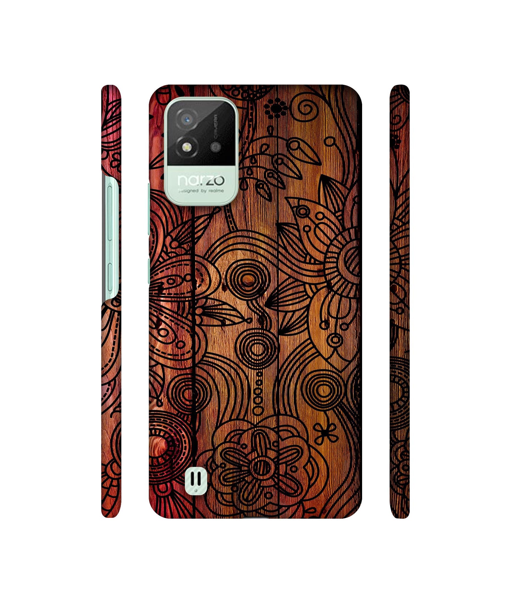 Dark Wooden Background Designer Hard Back Cover for Realme Narzo 50i