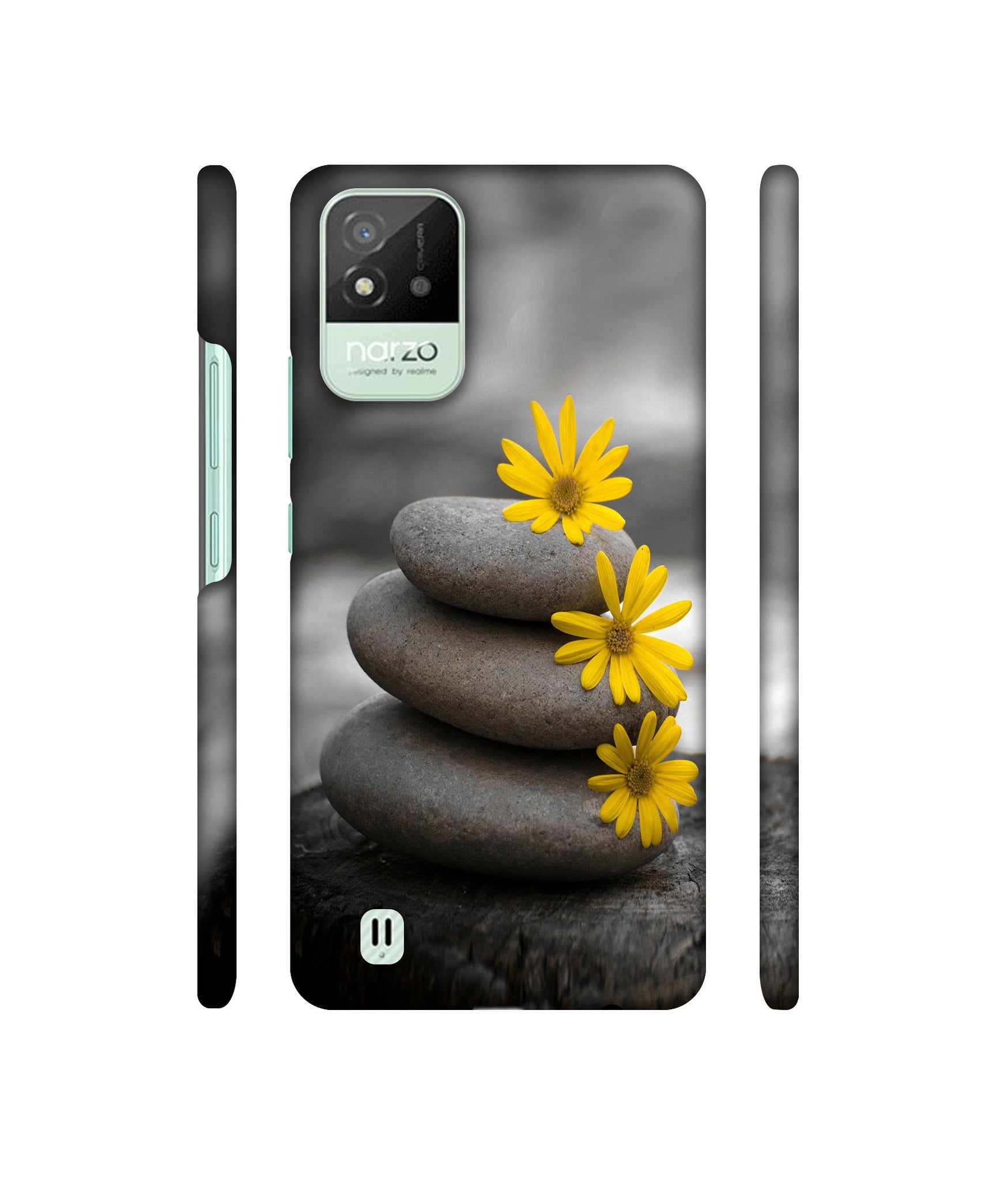 Stones And Flower Designer Hard Back Cover for Realme Narzo 50i