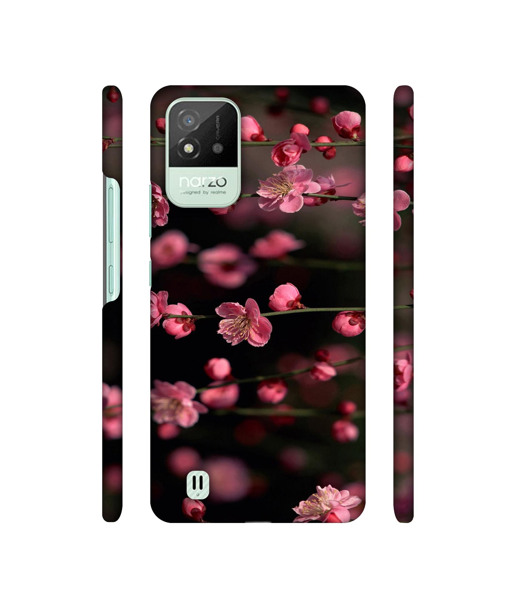 Pink Flowers Designer Hard Back Cover for Realme Narzo 50i