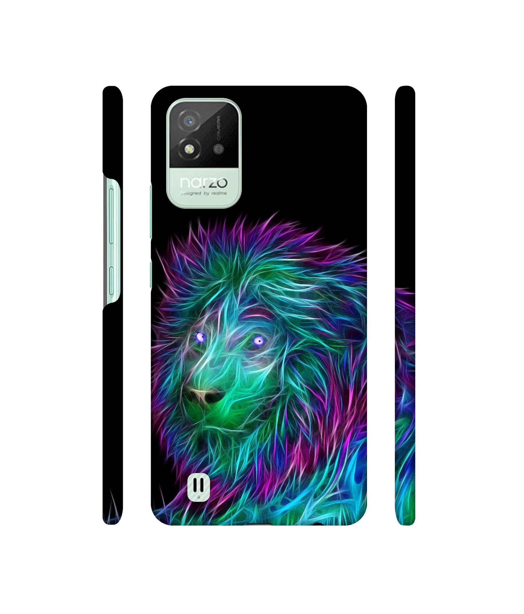 3D Lion Designer Hard Back Cover for Realme Narzo 50i