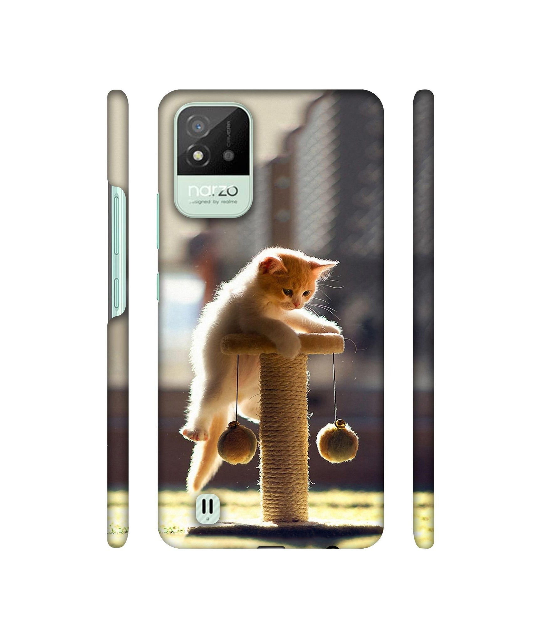 Cat Climbing Designer Hard Back Cover for Realme Narzo 50i