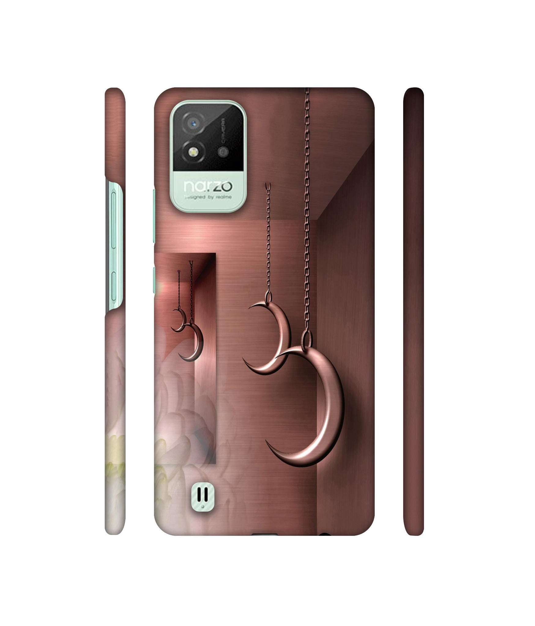 Flower Metal Designer Hard Back Cover for Realme Narzo 50i